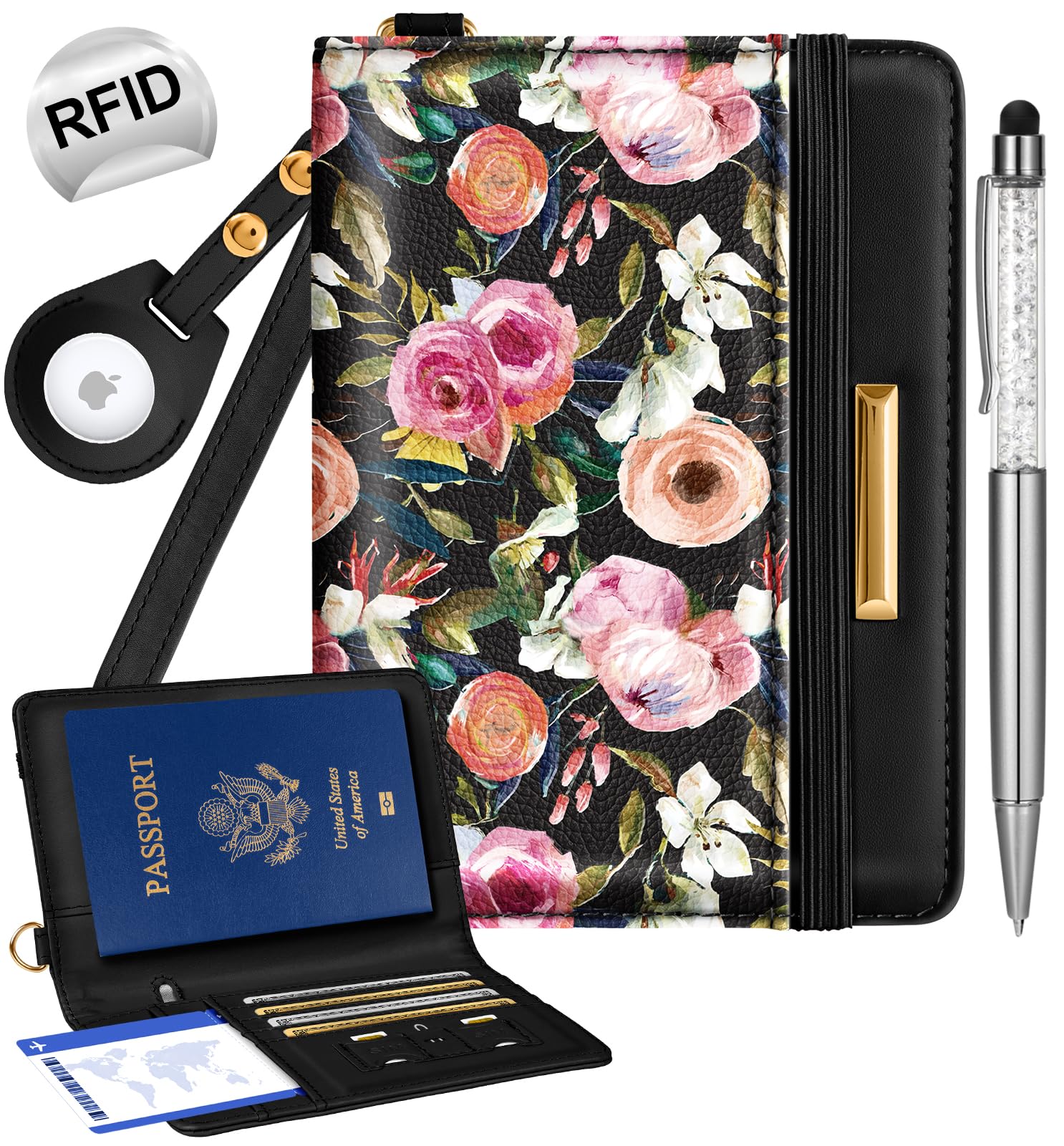 RFID AirTag Passport Holder Wallet for Women Travel - Abbycart