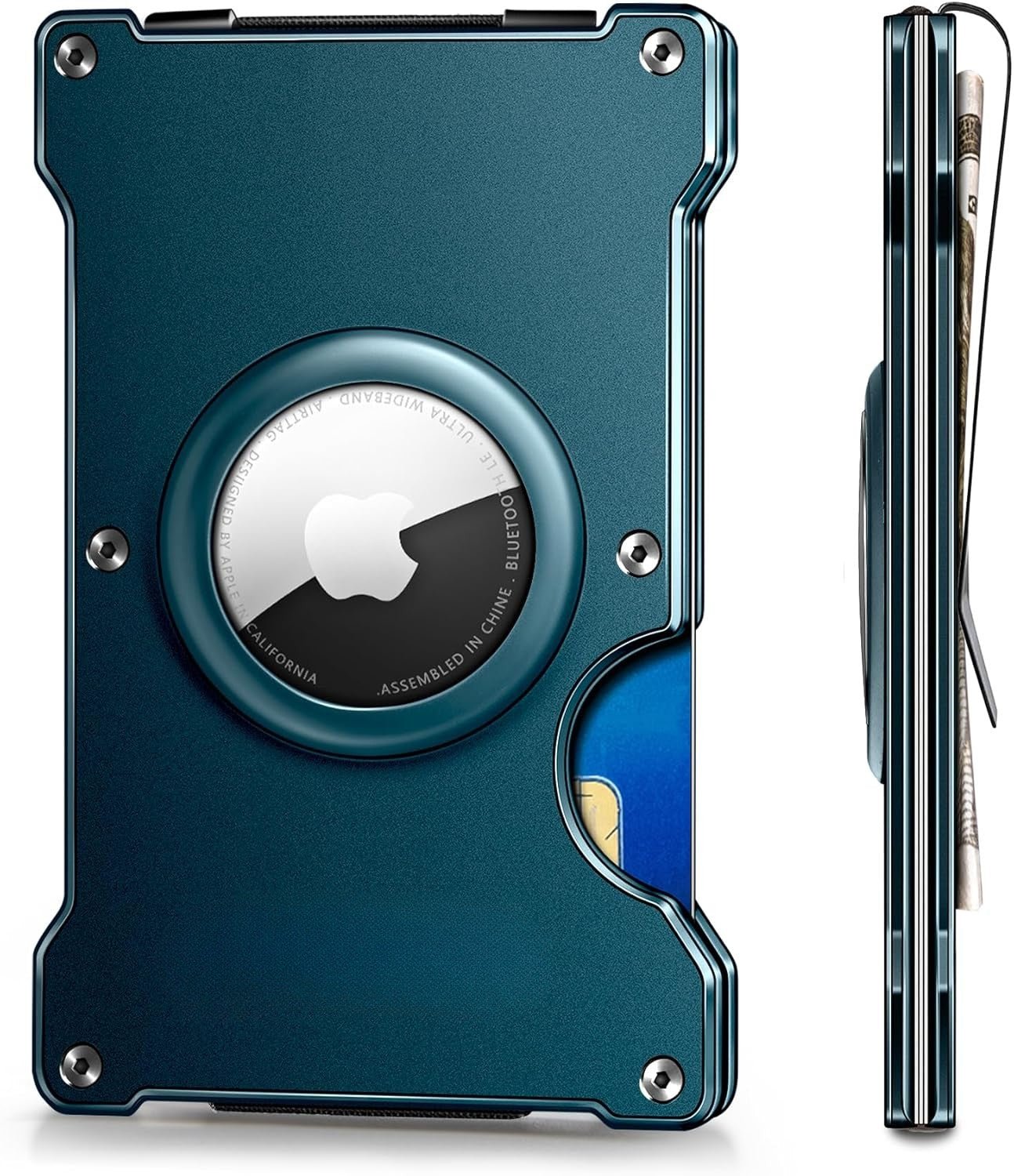 RFID Blocking Airtag Wallet for Men โ Slim Aluminum Design, Holds 15 Cards, Built-In Airtag Slot