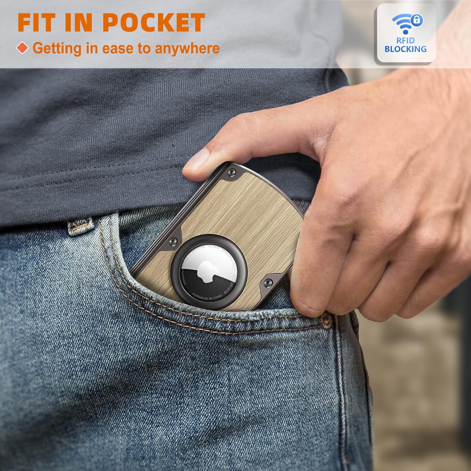 RFID Blocking Airtag Wallet for Men โ Slim Aluminum Design, Holds 15 Cards, Built-In Airtag Slot