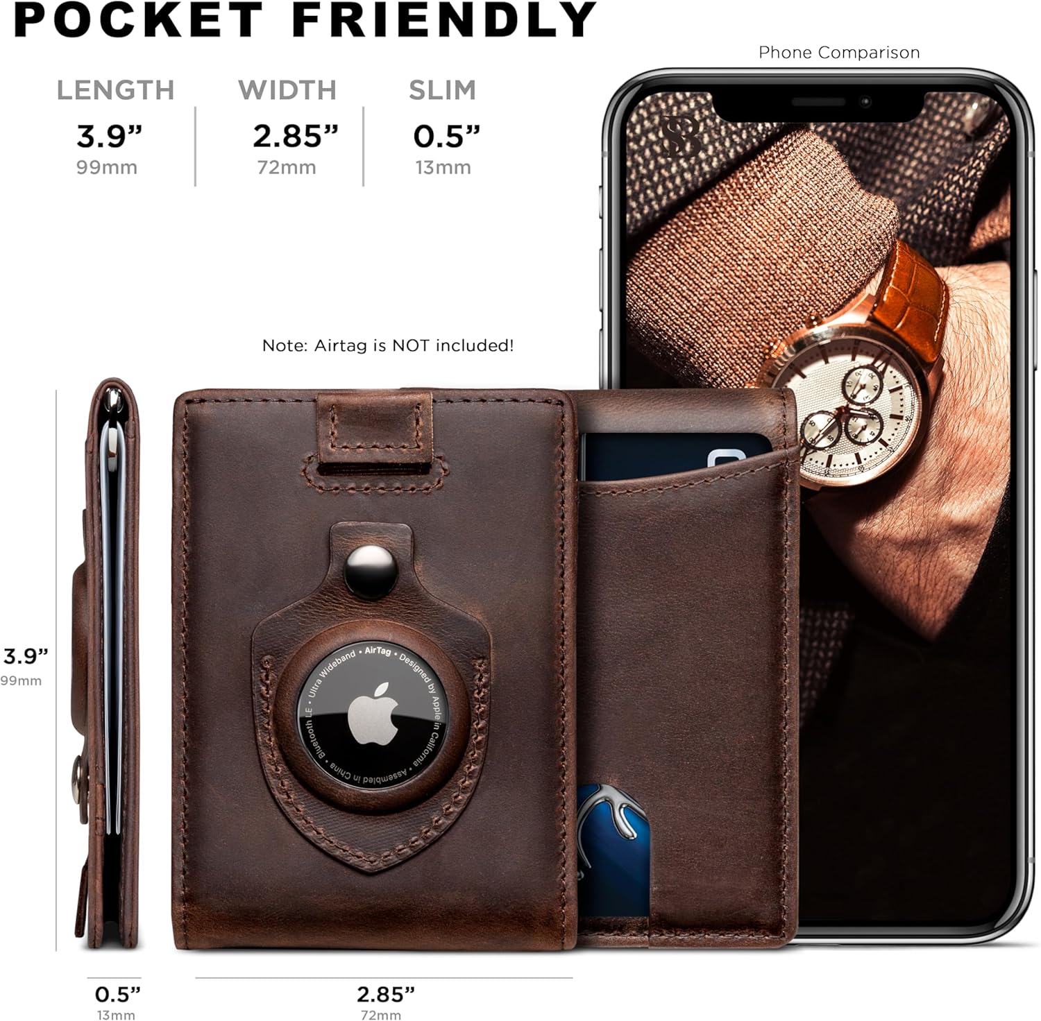 RFID Blocking AirTag Wallet – Slim Leather Wallet for Men with Money Clip & Card Slots