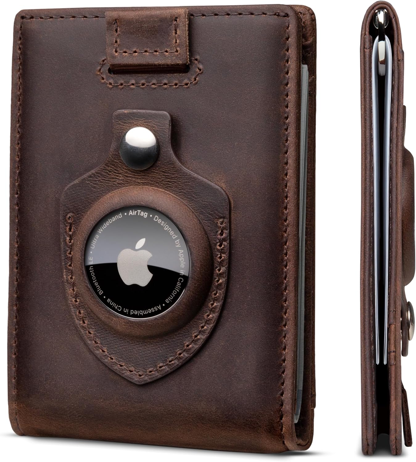 RFID Blocking AirTag Wallet – Slim Leather Wallet for Men with Money Clip & Card Slots