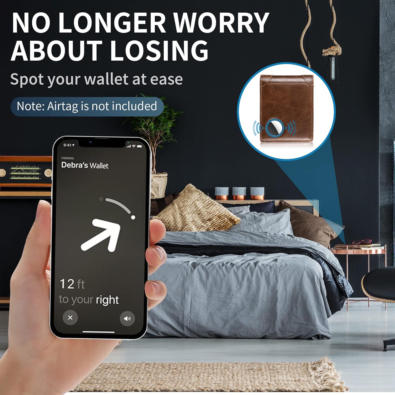 RFID Blocking Genuine Leather AirTag Wallet for Men - Bifold with 12 Card Slots, ID Window & Gift Box - Abbycart