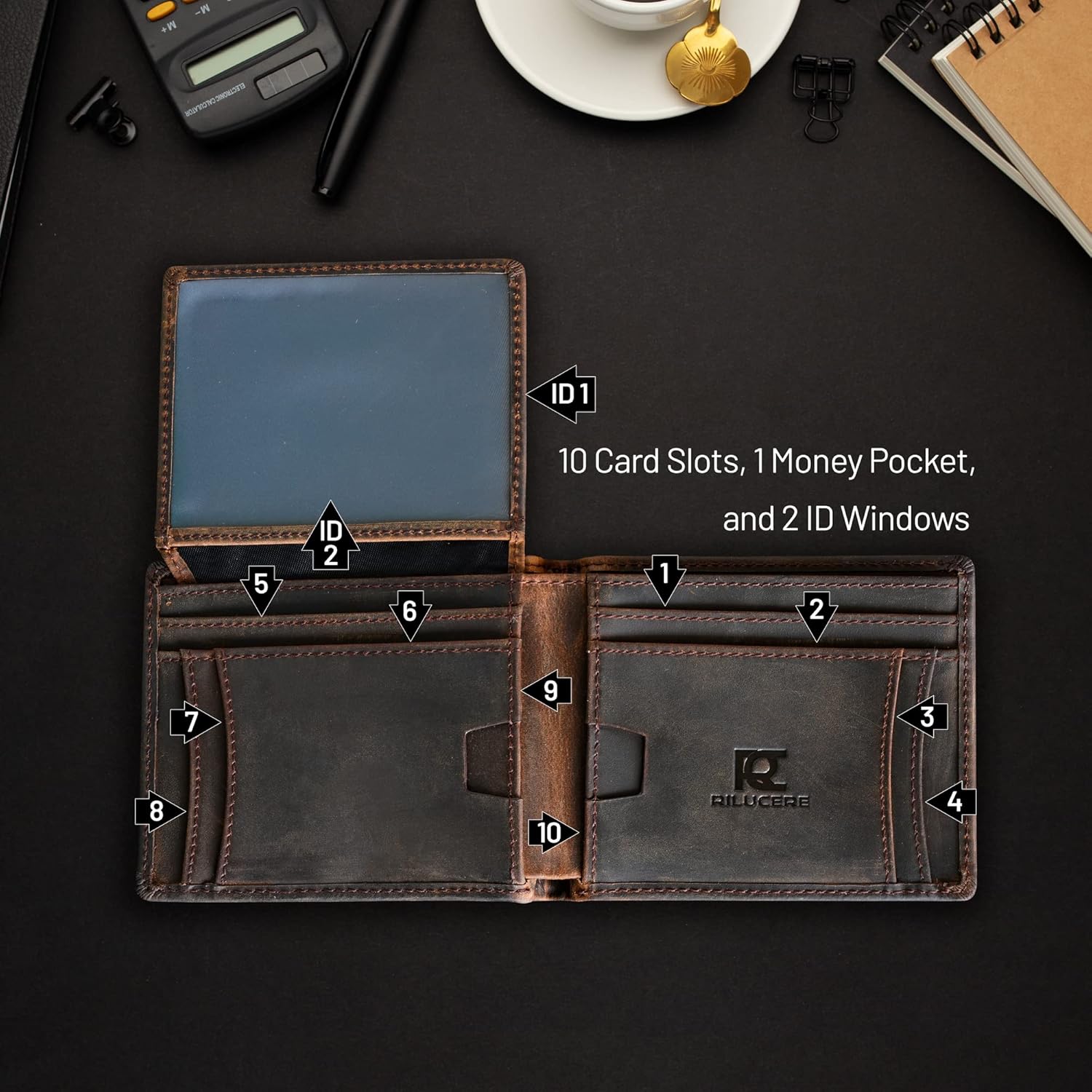 RFID Blocking Genuine Leather Airtag Wallet for Men's Slim, Minimalist Design with Airtag Holder - Abbycart