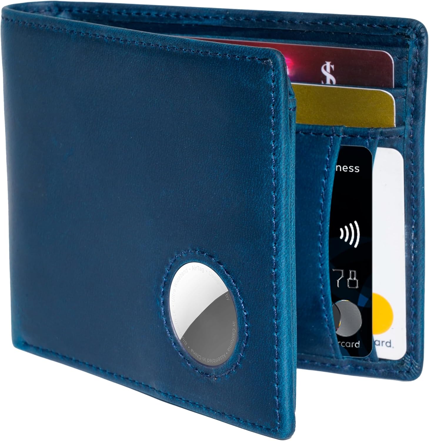 RFID Blocking Genuine Leather Airtag Wallet for Men's Slim, Minimalist Design with Airtag Holder - Abbycart