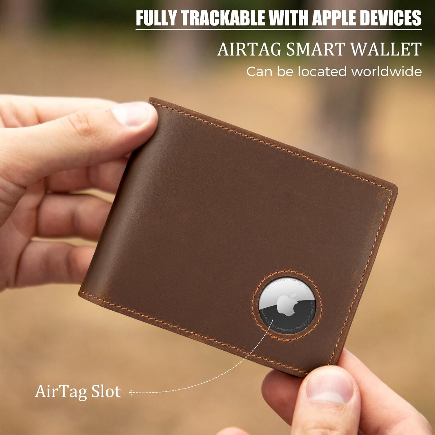 RFID Blocking Leather Bifold Wallet for Men – Slim AirTag Holder, Secure Travel Wallet with Card Slots & ID Window - Abbycart