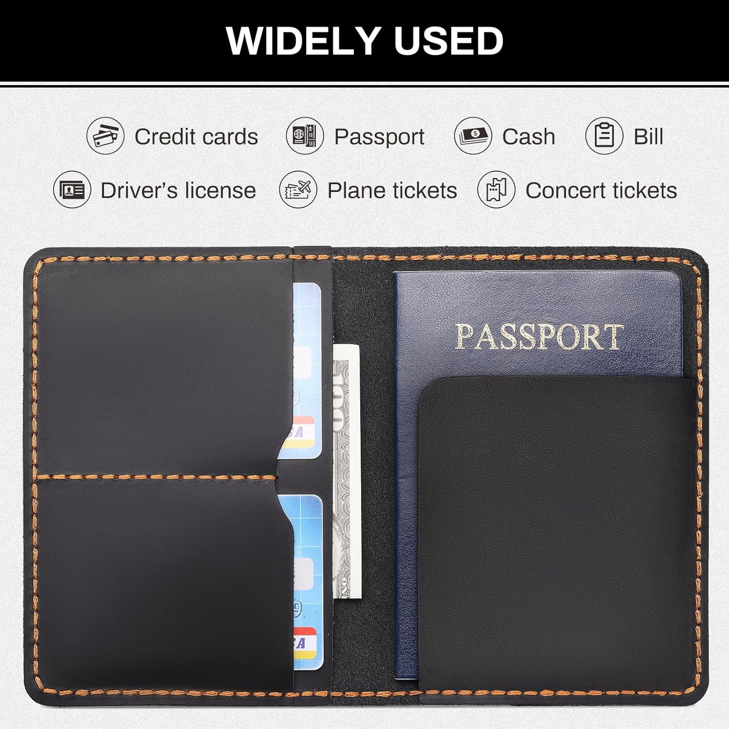 RFID Blocking Leather Passport Holder with AirTag Slot - Secure Travel Wallet for Men and Women - Abbycart