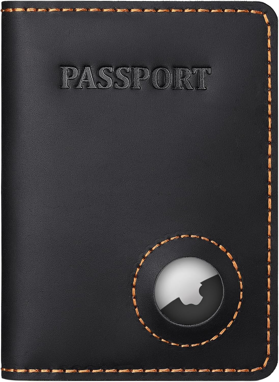 RFID Blocking Leather Passport Holder with AirTag Slot - Secure Travel Wallet for Men and Women - Abbycart