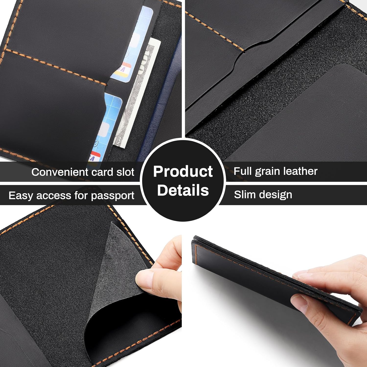 RFID Blocking Leather Passport Holder with AirTag Slot - Secure Travel Wallet for Men and Women - Abbycart