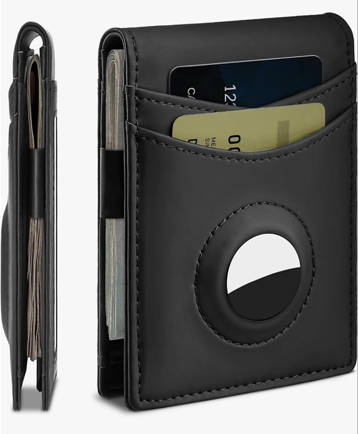 RFID-Blocking Men's Leather Wallet with AirTag Holder - Slim & Secure
