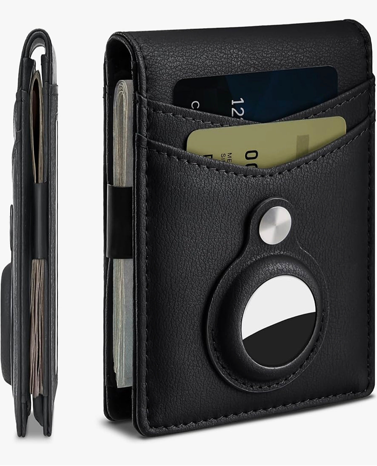 RFID-Blocking Men's Leather Wallet with AirTag Holder - Slim & Secure