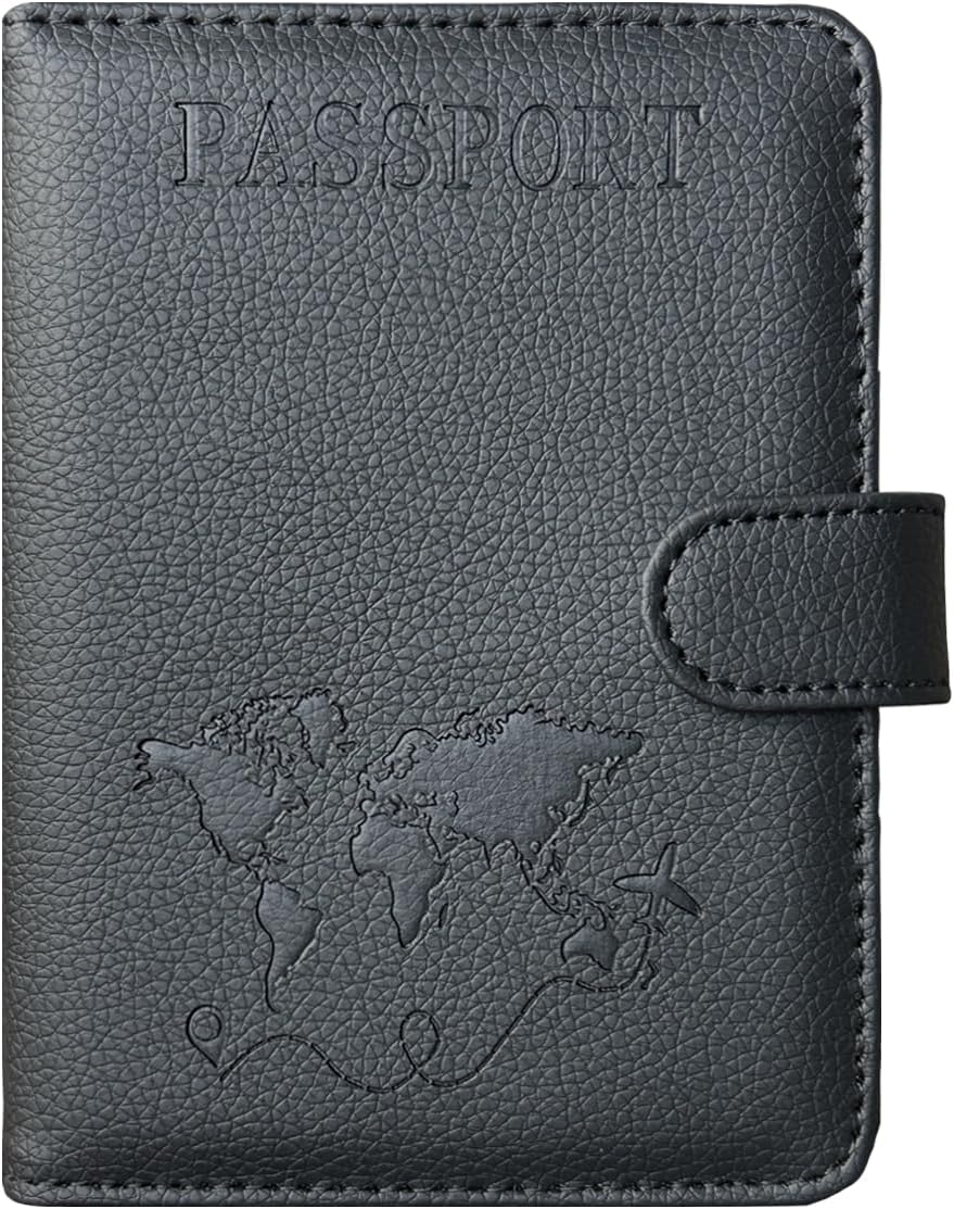 RFID Blocking Passport Holder Travel Wallet for Men & Women Black