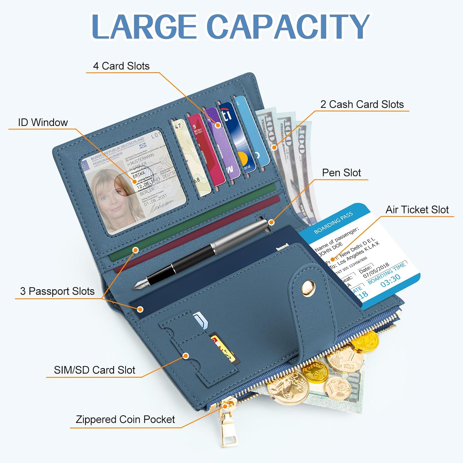 RFID Blocking Passport Holder with AirTag Slot – Travel Wallet for Women - Abbycart
