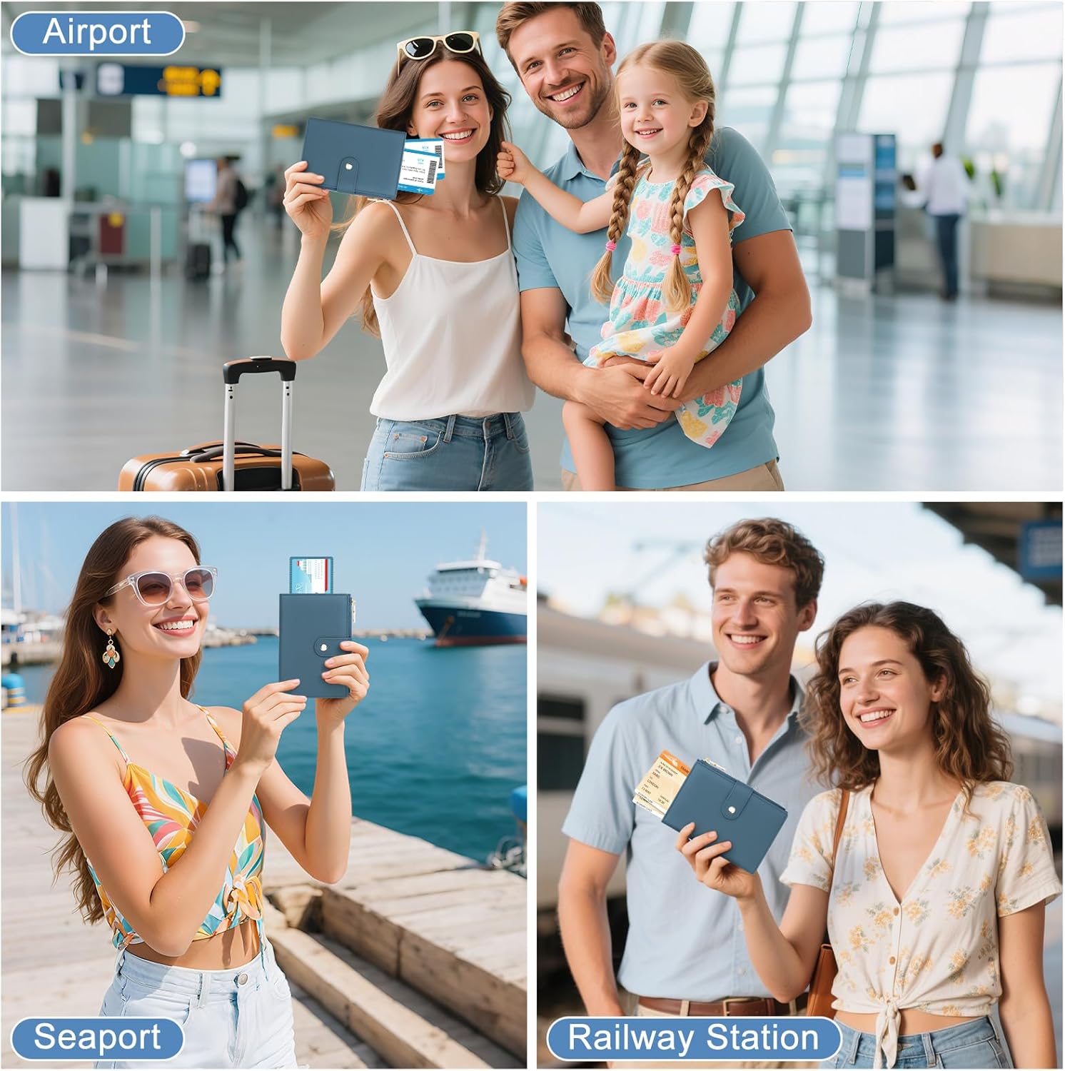 RFID Blocking Passport Holder with AirTag Slot – Travel Wallet for Women - Abbycart