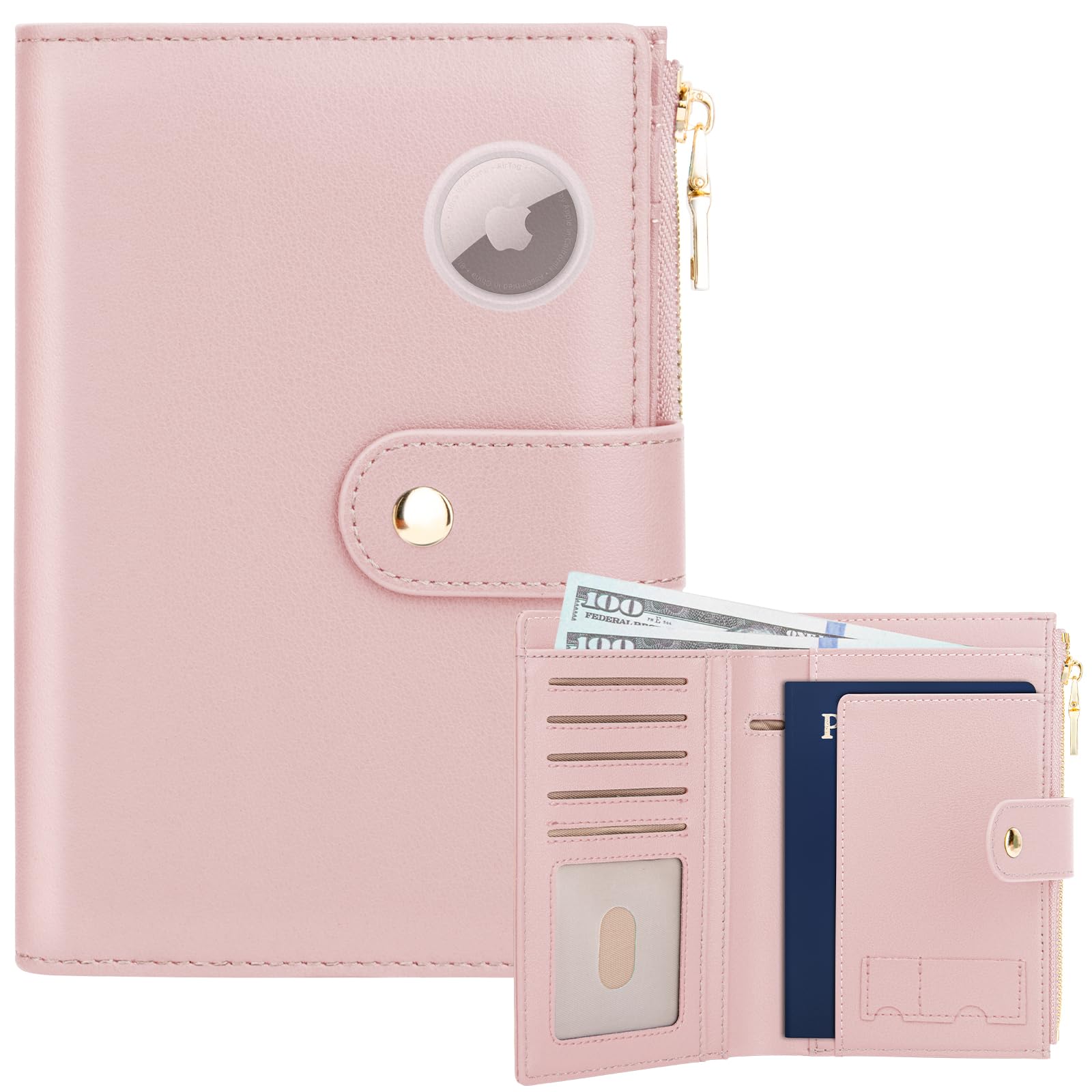 RFID Blocking Passport Holder with AirTag Slot – Travel Wallet for Women - Abbycart