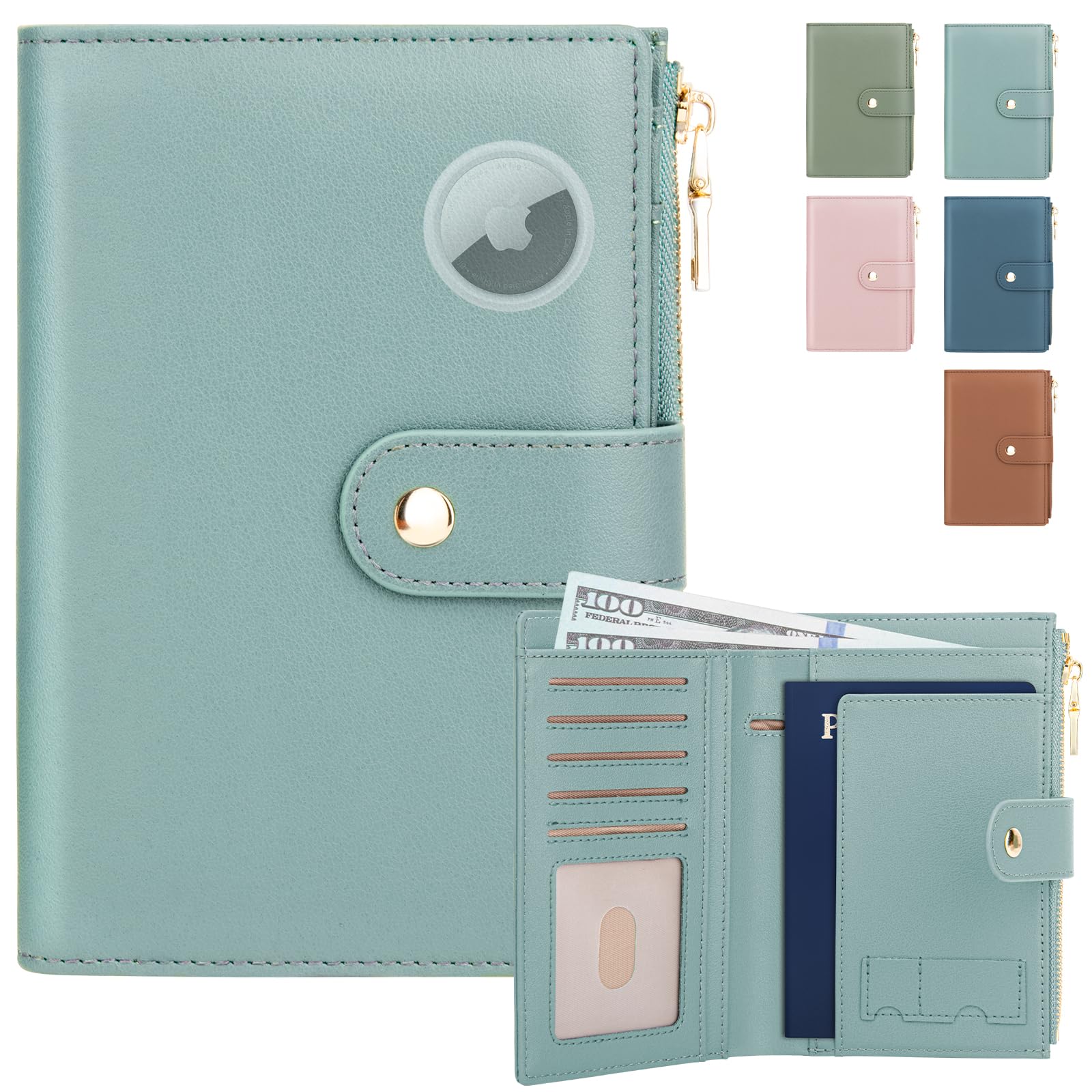 RFID Blocking Passport Holder with AirTag Slot – Travel Wallet for Women - Abbycart