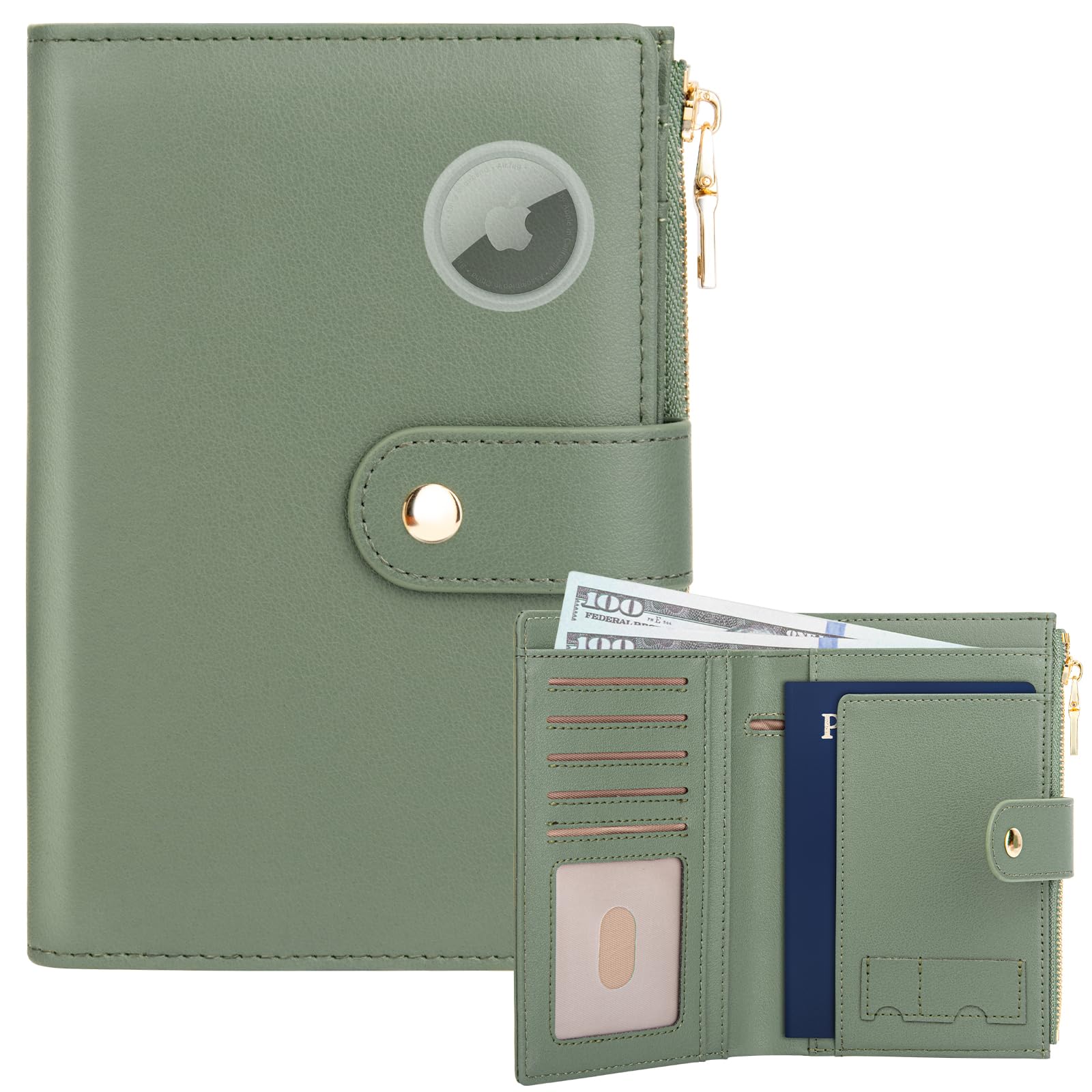 RFID Blocking Passport Holder with AirTag Slot – Travel Wallet for Women - Abbycart