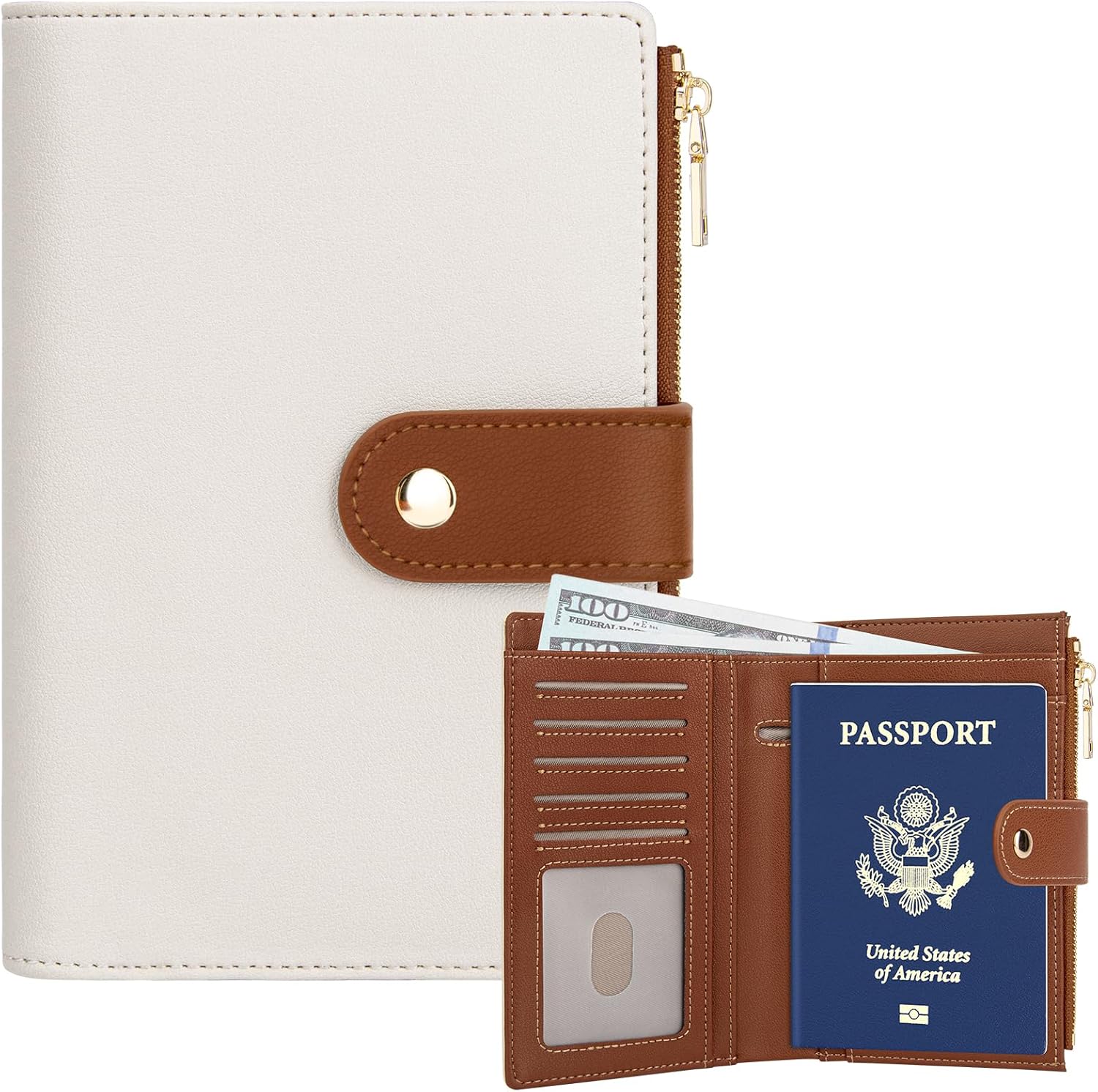 RFID Blocking Passport Holder with AirTag Slot – Travel Wallet for Women - Abbycart