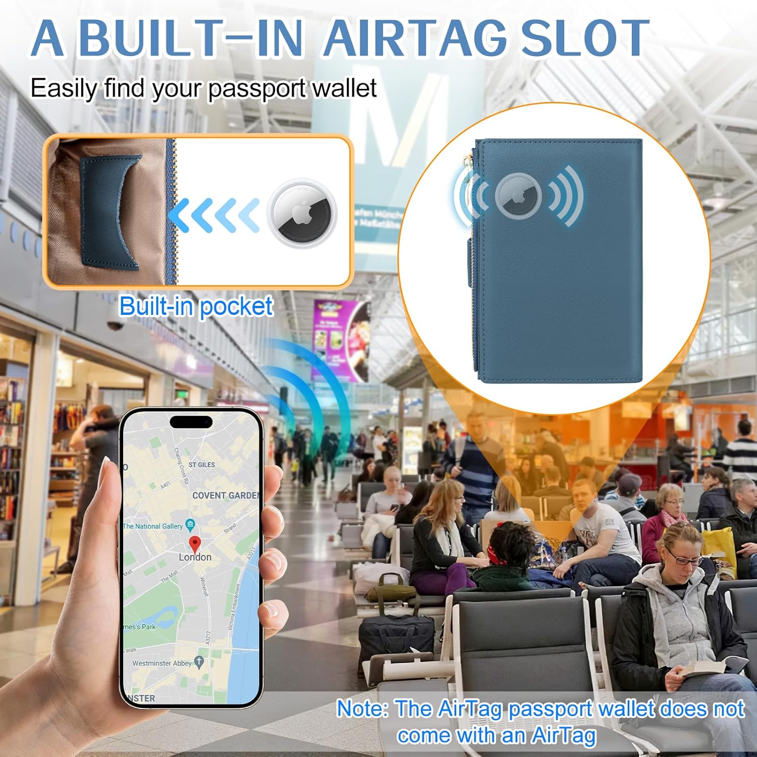 RFID Blocking Passport Holder with AirTag Slot – Travel Wallet for Women - Abbycart
