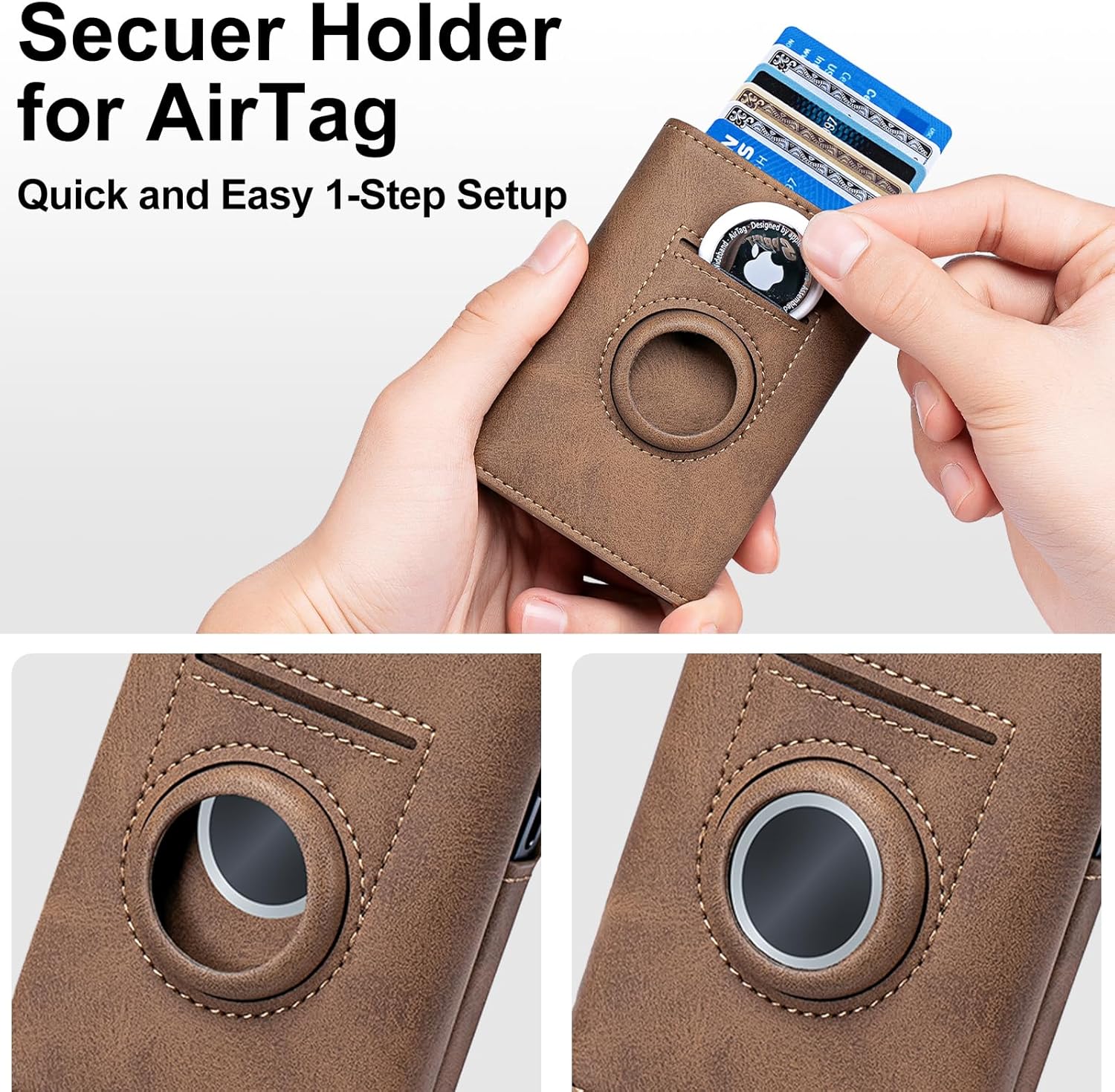 RFID Blocking Smart Leather Wallet for Men with AirTag Holder & Pop - Up Card Case - Abbycart