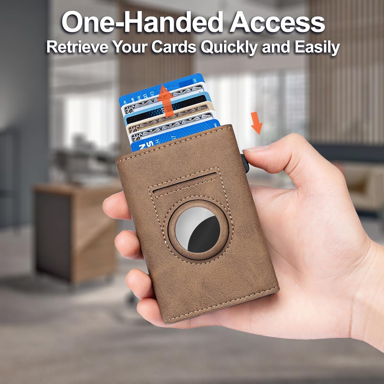 RFID Blocking Smart Leather Wallet for Men with AirTag Holder & Pop - Up Card Case - Abbycart