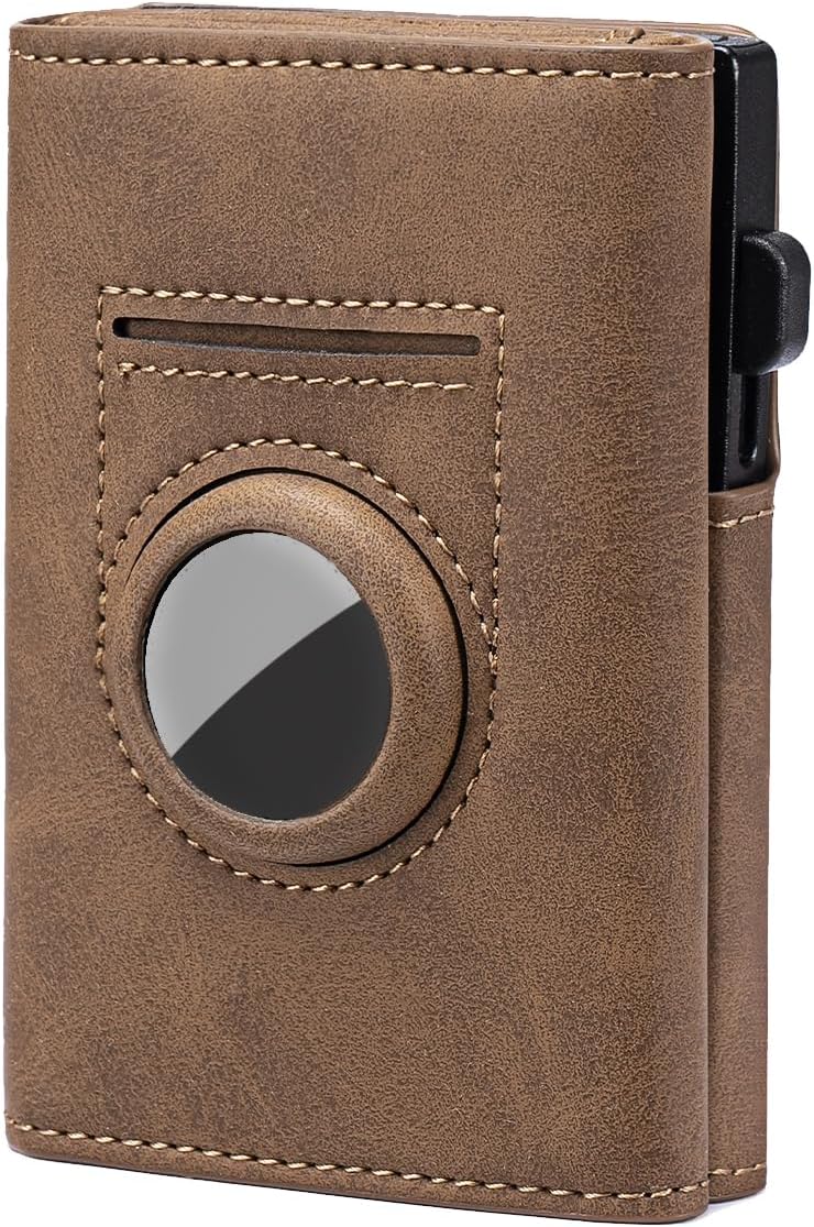 RFID Blocking Smart Leather Wallet for Men with AirTag Holder & Pop - Up Card Case - Abbycart