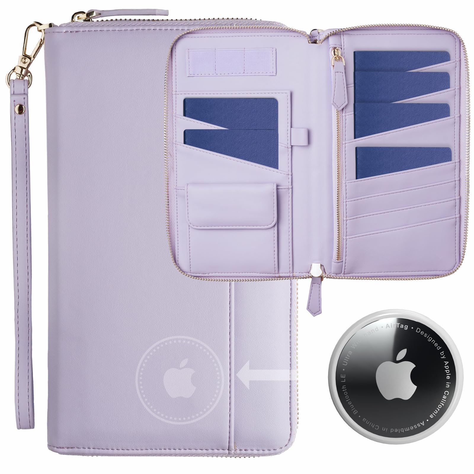 RFID - Blocking Travel Document Organizer with AirTag Holder – Secure Passport Wallet for Family Trips - Abbycart