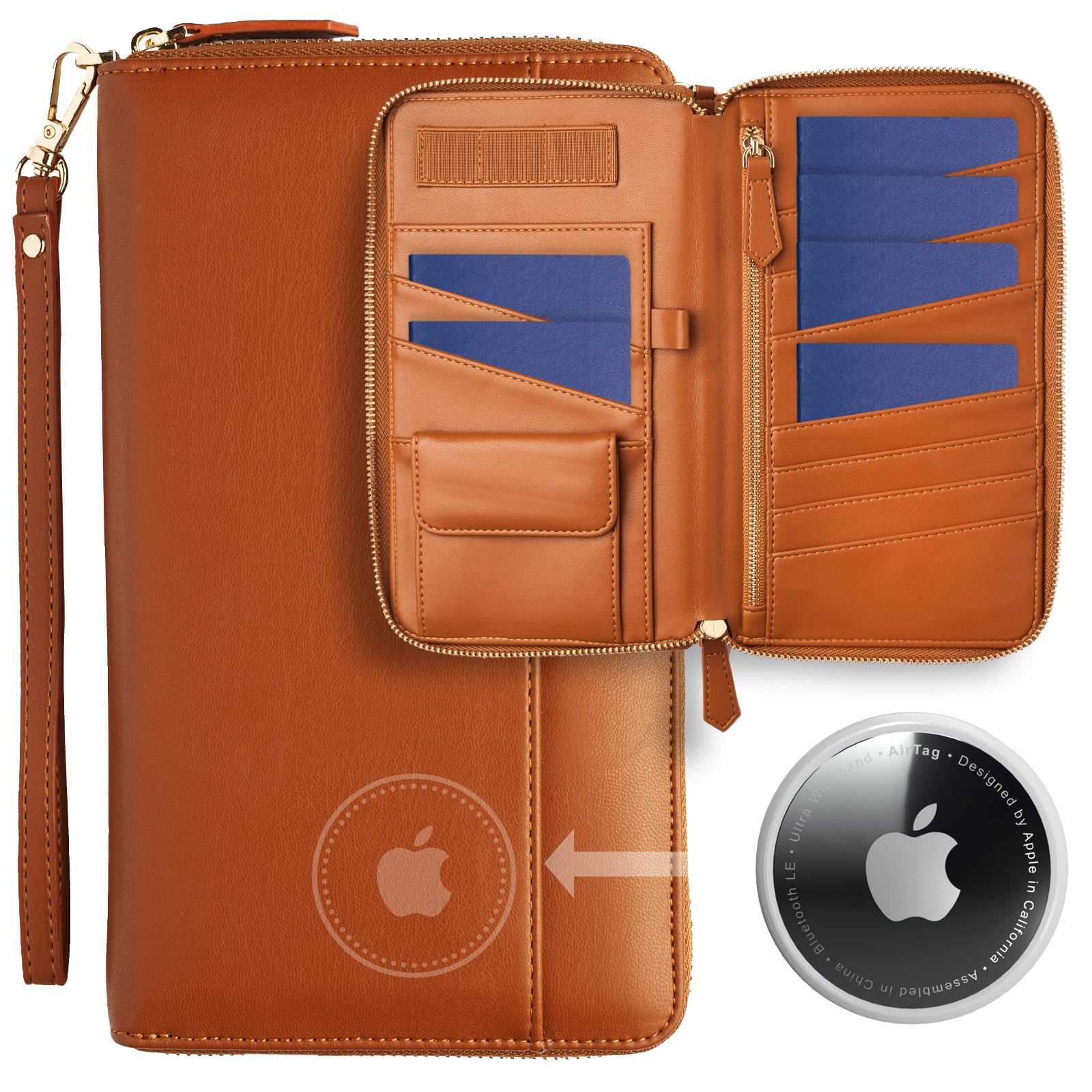 RFID - Blocking Travel Document Organizer with AirTag Holder – Secure Passport Wallet for Family Trips - Abbycart