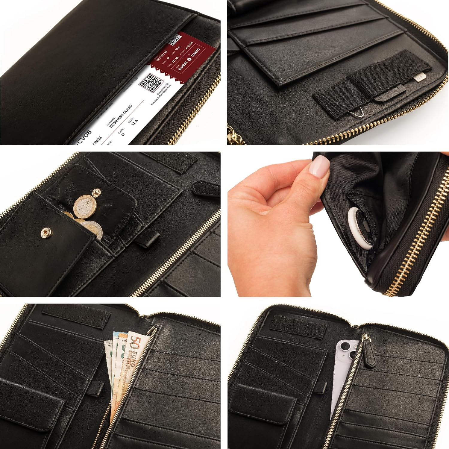 RFID - Blocking Travel Document Organizer with AirTag Holder – Secure Passport Wallet for Family Trips - Abbycart