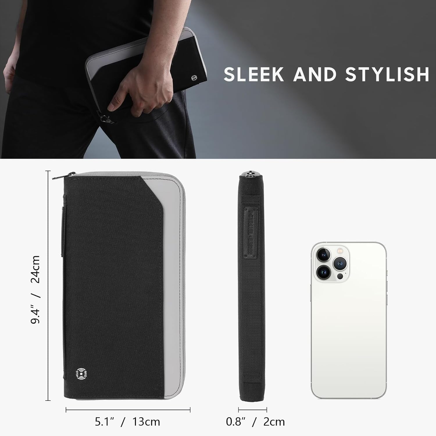 RFID Family Passport Wallet with AirTag Holder - Large Capacity Travel Organizer - Abbycart