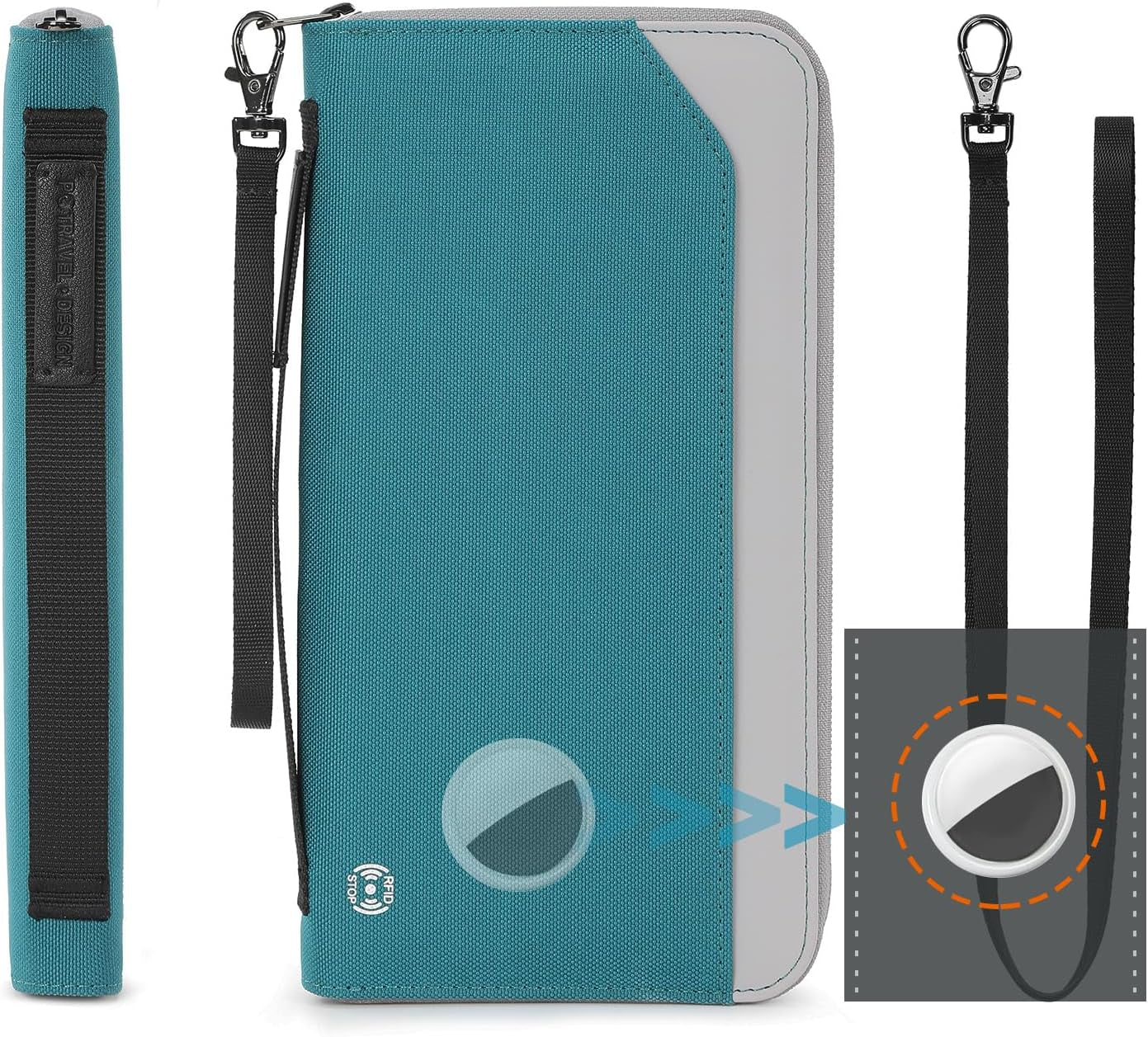 RFID Family Passport Wallet with AirTag Holder - Large Capacity Travel Organizer - Abbycart