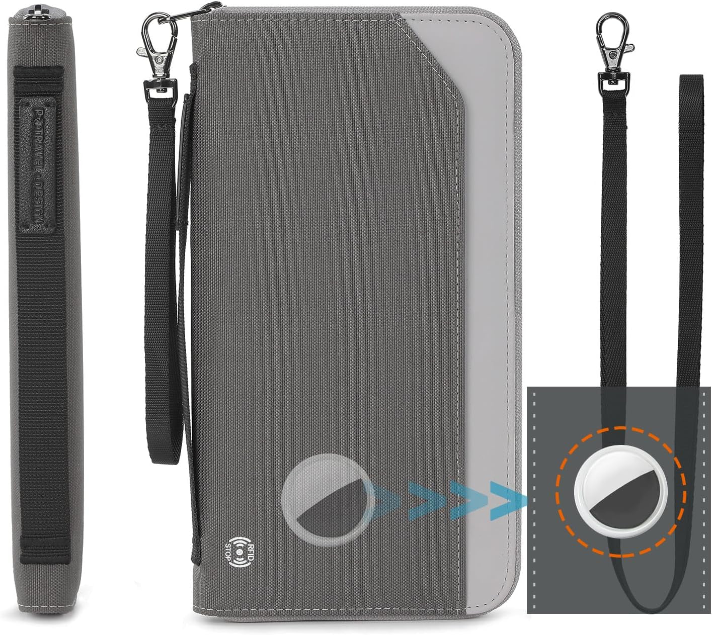 RFID Family Passport Wallet with AirTag Holder - Large Capacity Travel Organizer - Abbycart