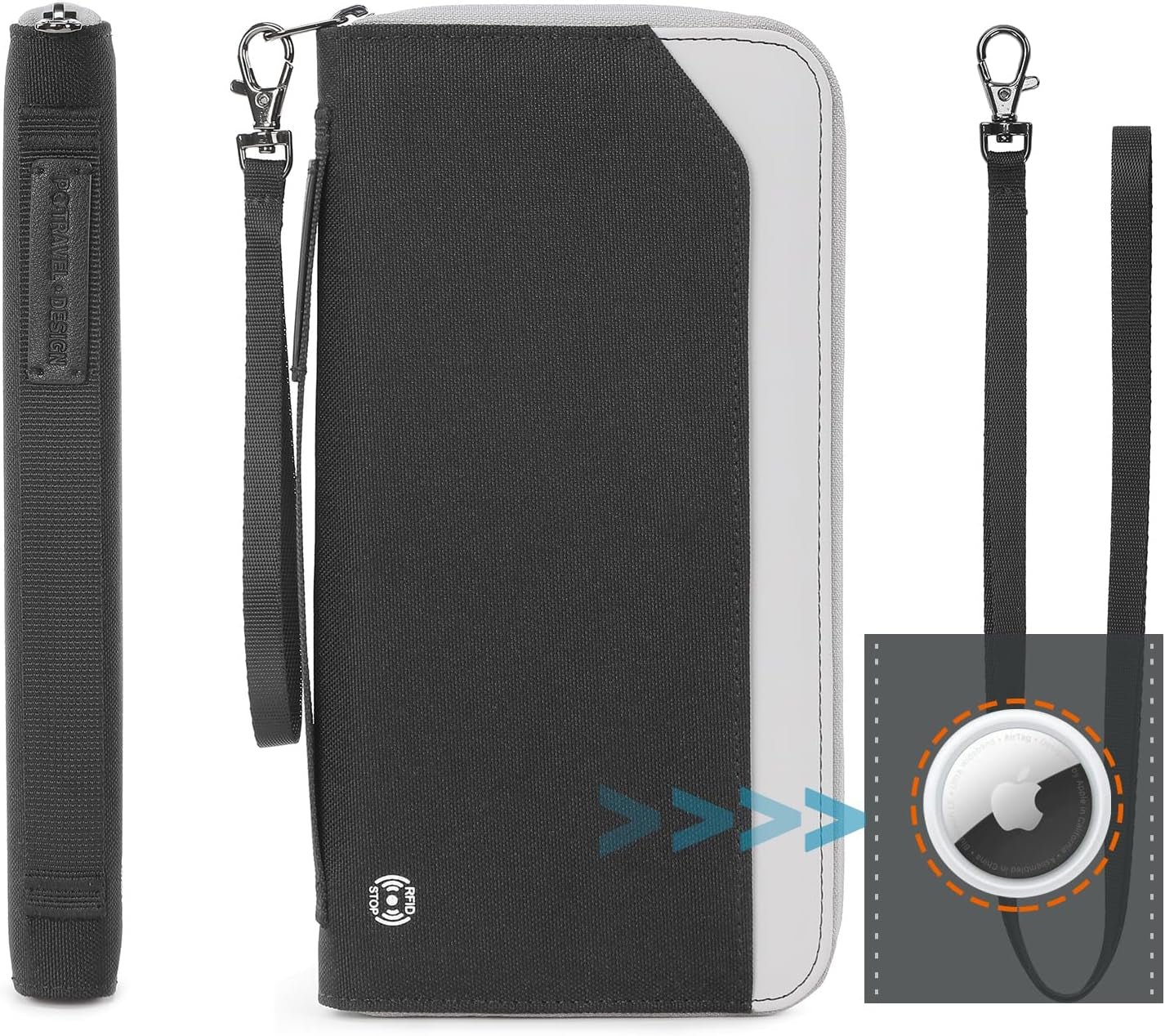 RFID Family Passport Wallet with AirTag Holder - Large Capacity Travel Organizer - Abbycart