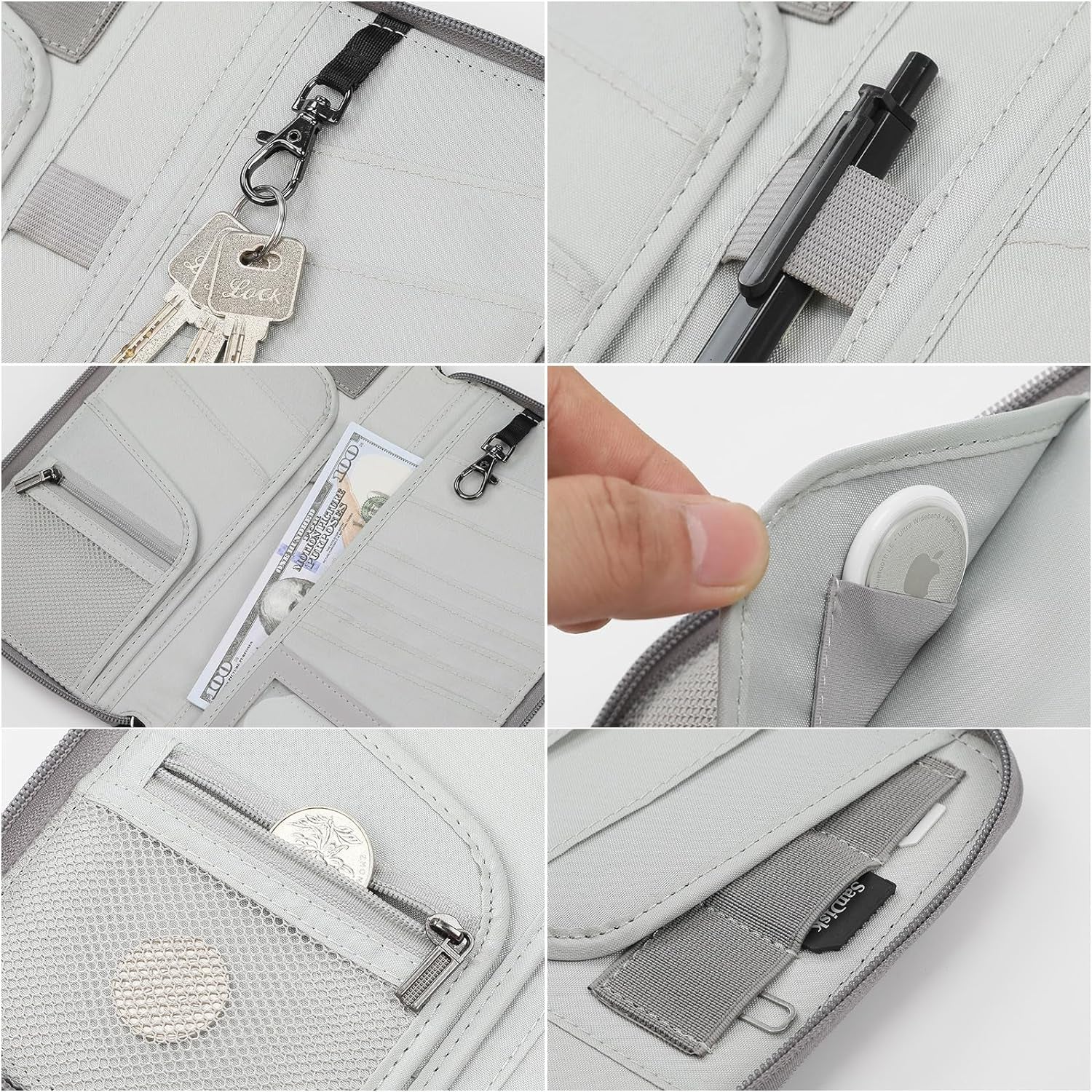 RFID Family Passport Wallet with AirTag Holder - Large Capacity Travel Organizer - Abbycart