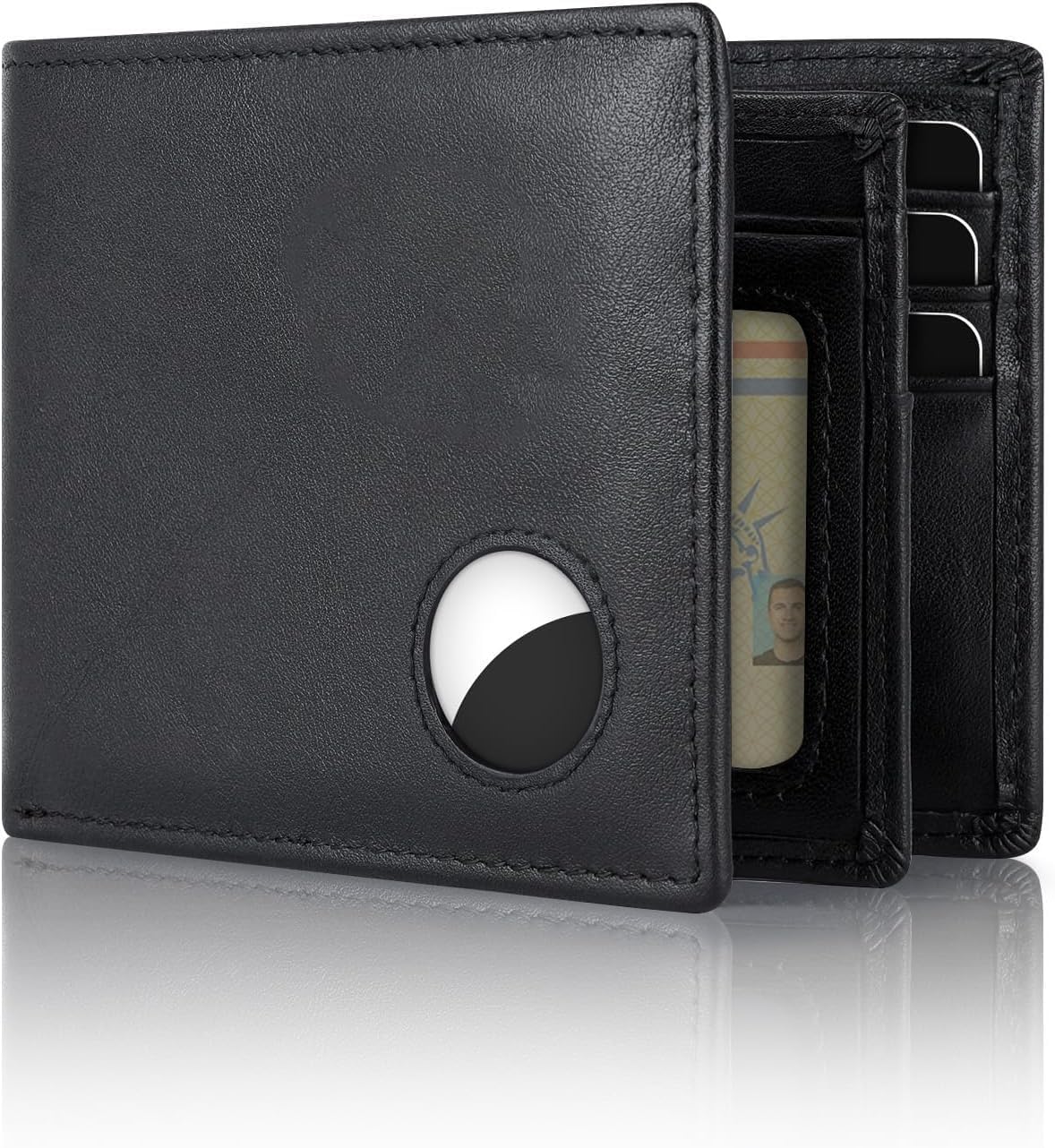 RFID Leather AirTag Wallet for Men - Secure Bifold Wallet with AirTag Holder & 12 Card Slots - Abbycart