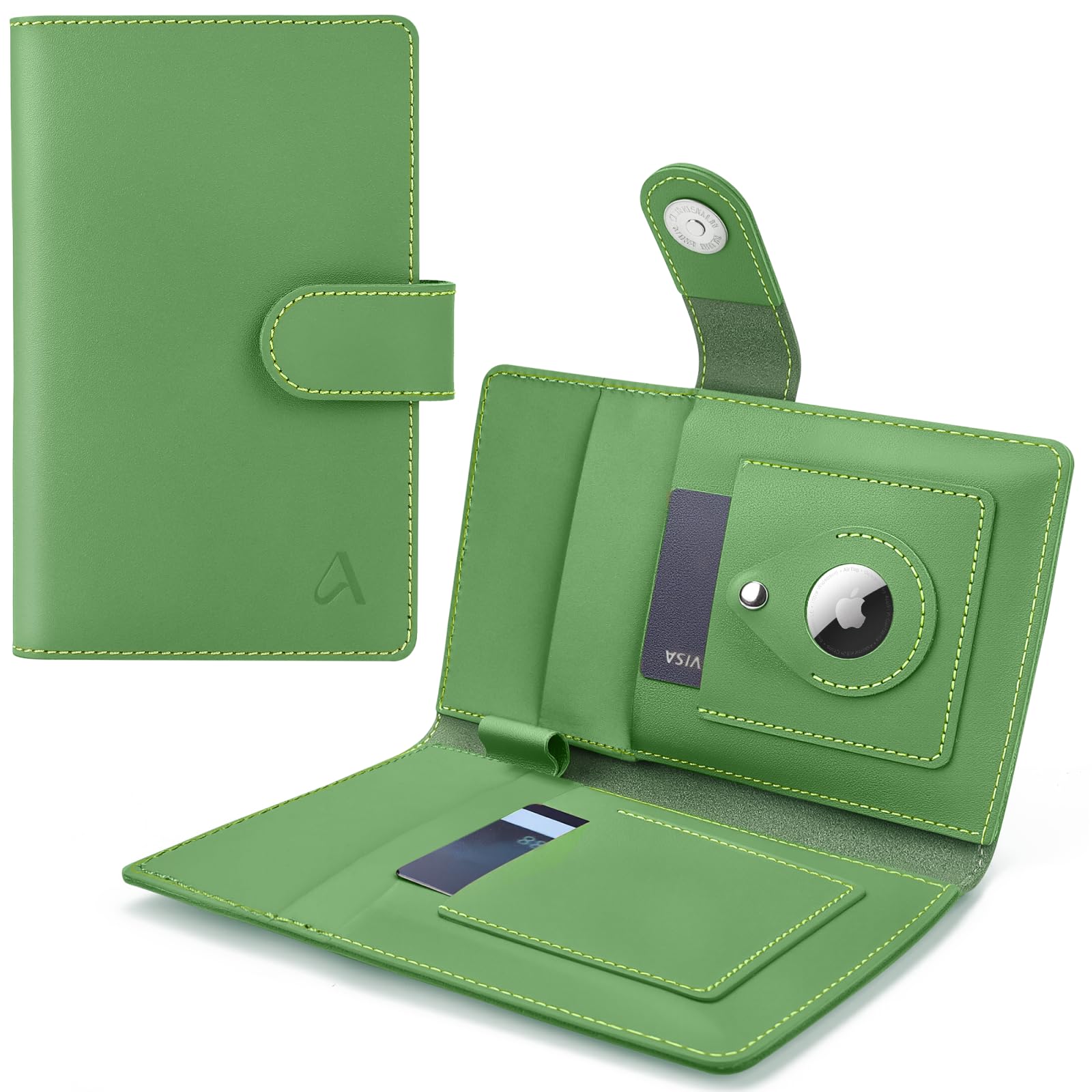 RFID Leather Family Passport Holder with AirTag Slot & Travel Wallet