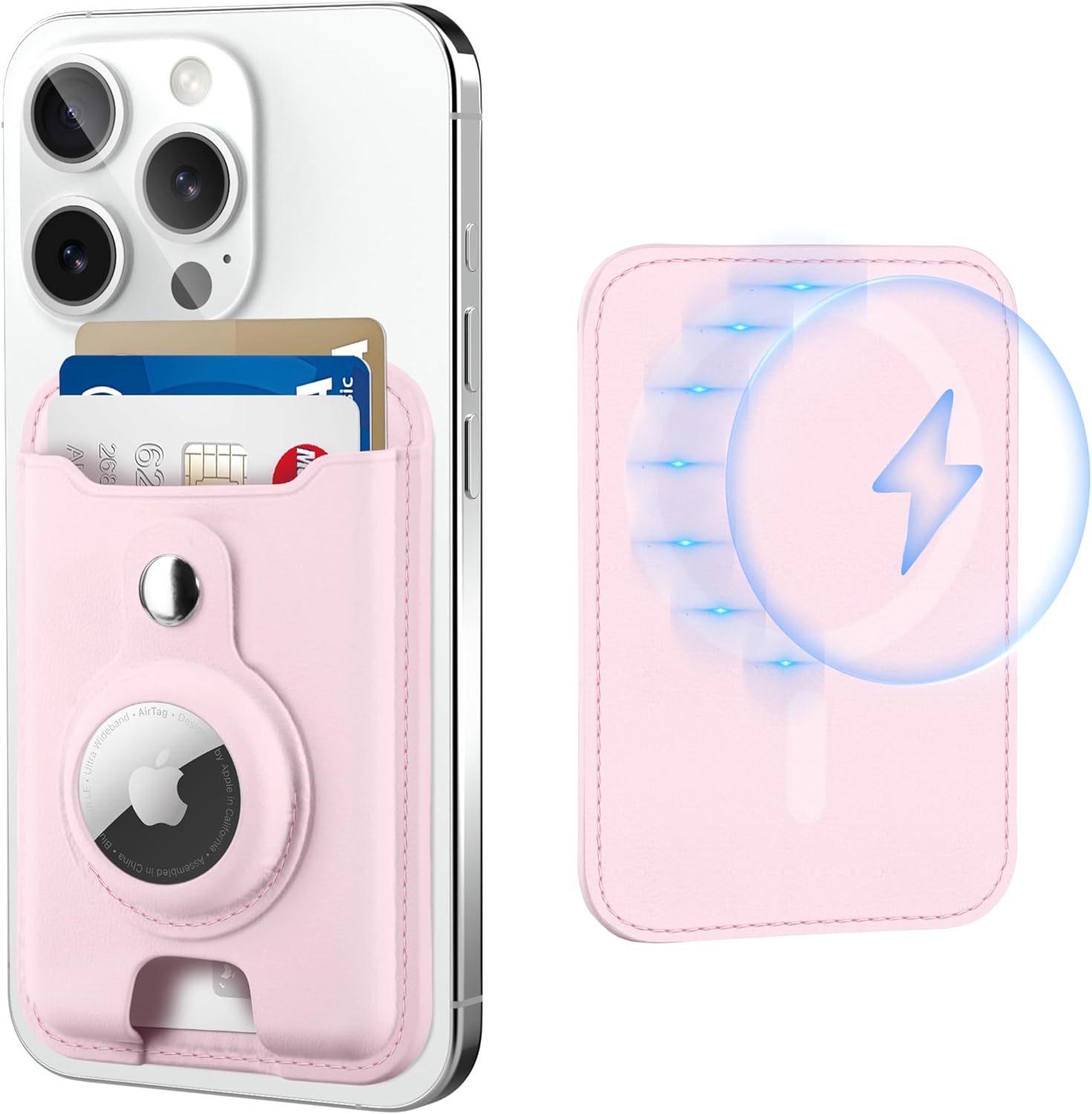 RFID Leather MagSafe Wallet with AirTag Holder for iPhone 16 Series - Abbycart