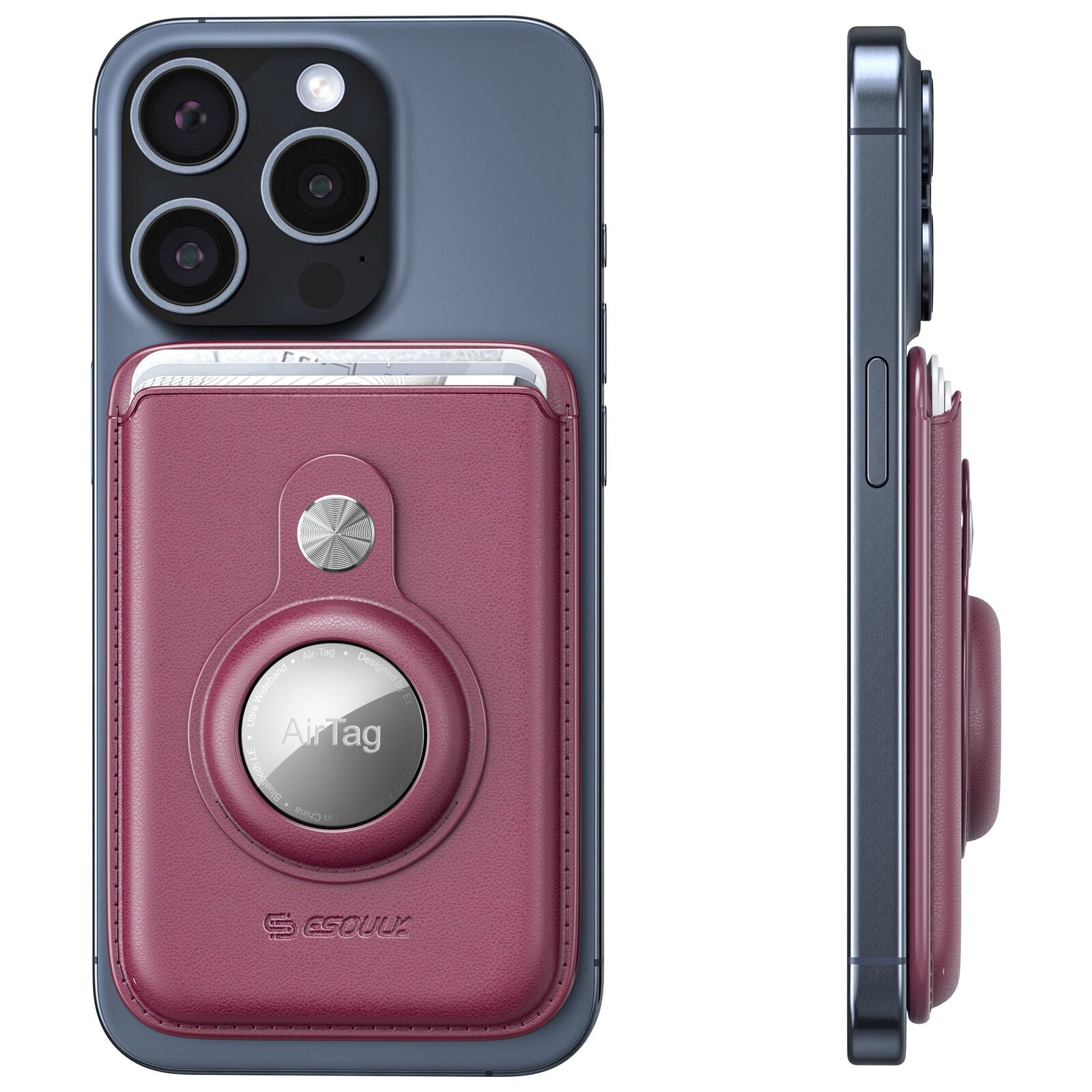 RFID Leather MagSafe Wallet with AirTag Slot for iPhone 12-15 Series