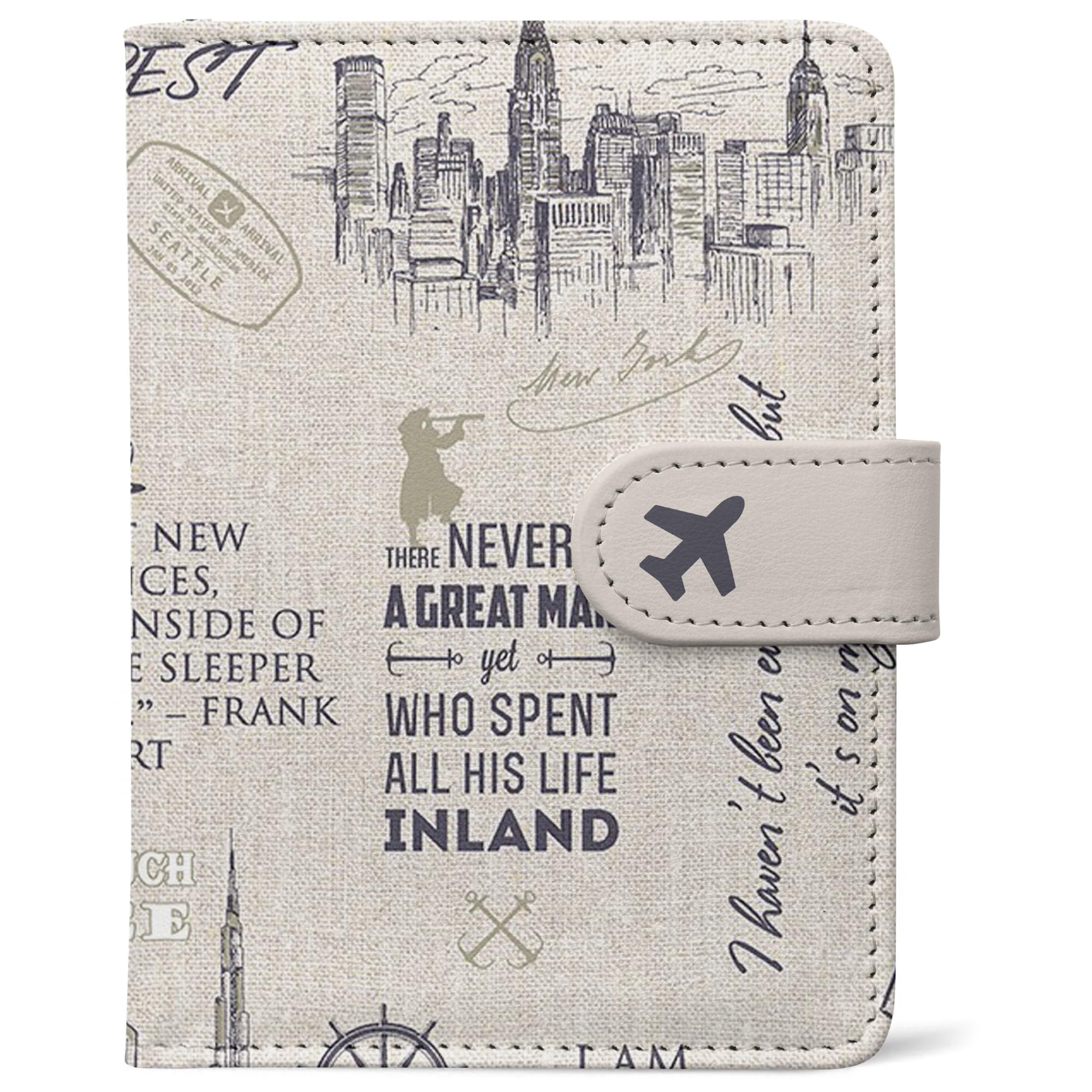 RFID Leather Passport Holder Travel Wallet with Magnetic Closure