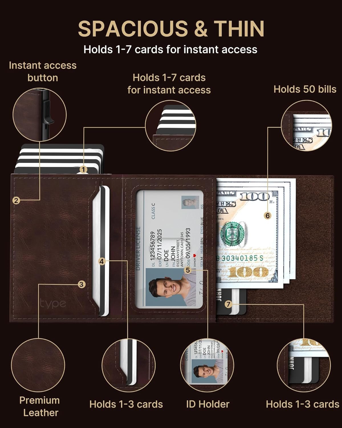 RFID Leather Wallet for Men with AirTag Holder – Slim, Minimalist Card Holder - Abbycart