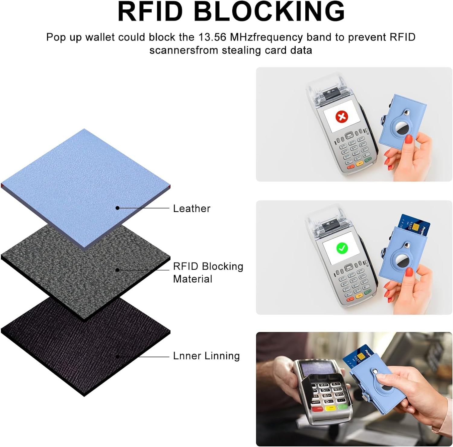 RFID Leather Wallet for Women with Mirror and AirTag Slot - Elegant Tri-Fold Design - Abbycart