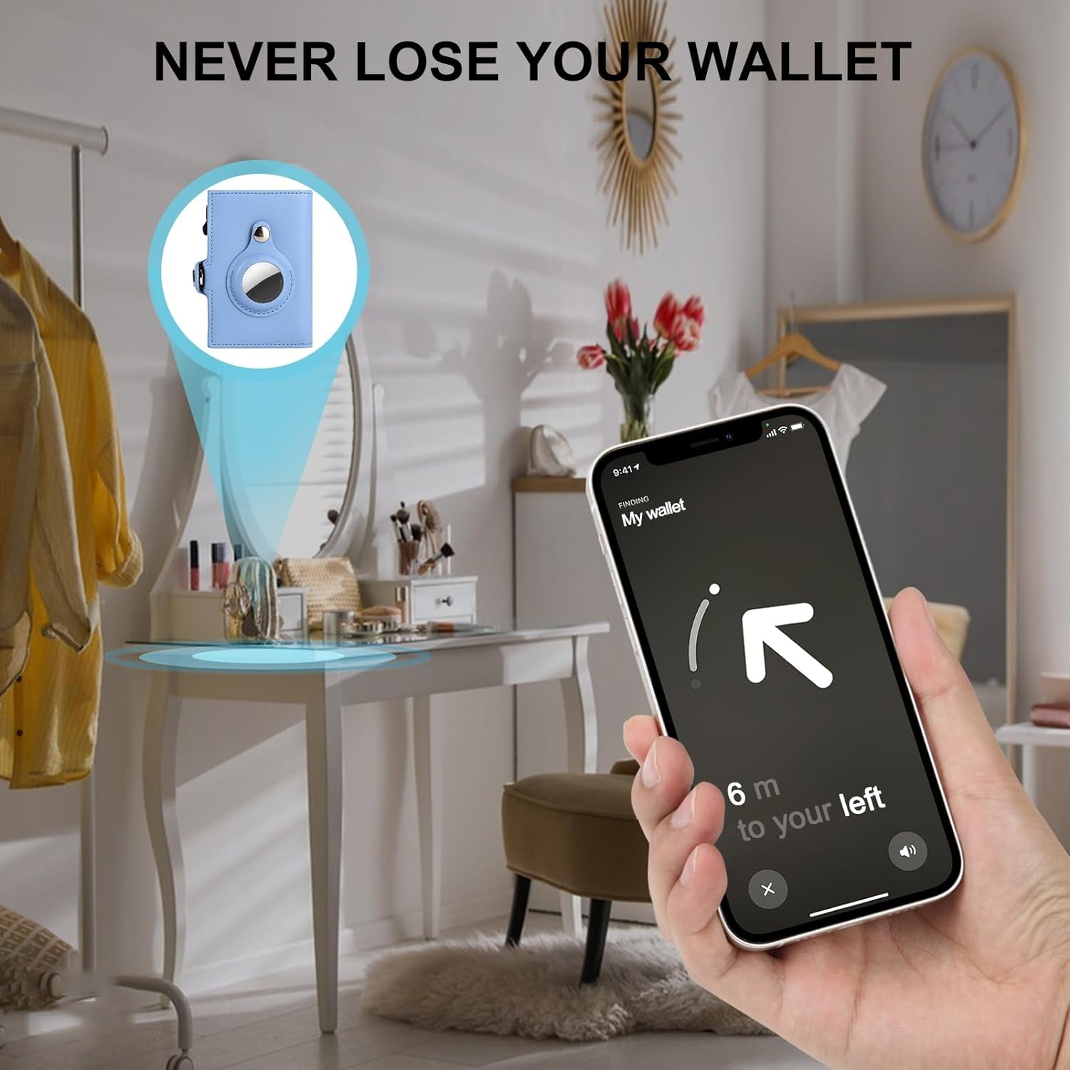 RFID Leather Wallet for Women with Mirror and AirTag Slot - Elegant Tri-Fold Design - Abbycart