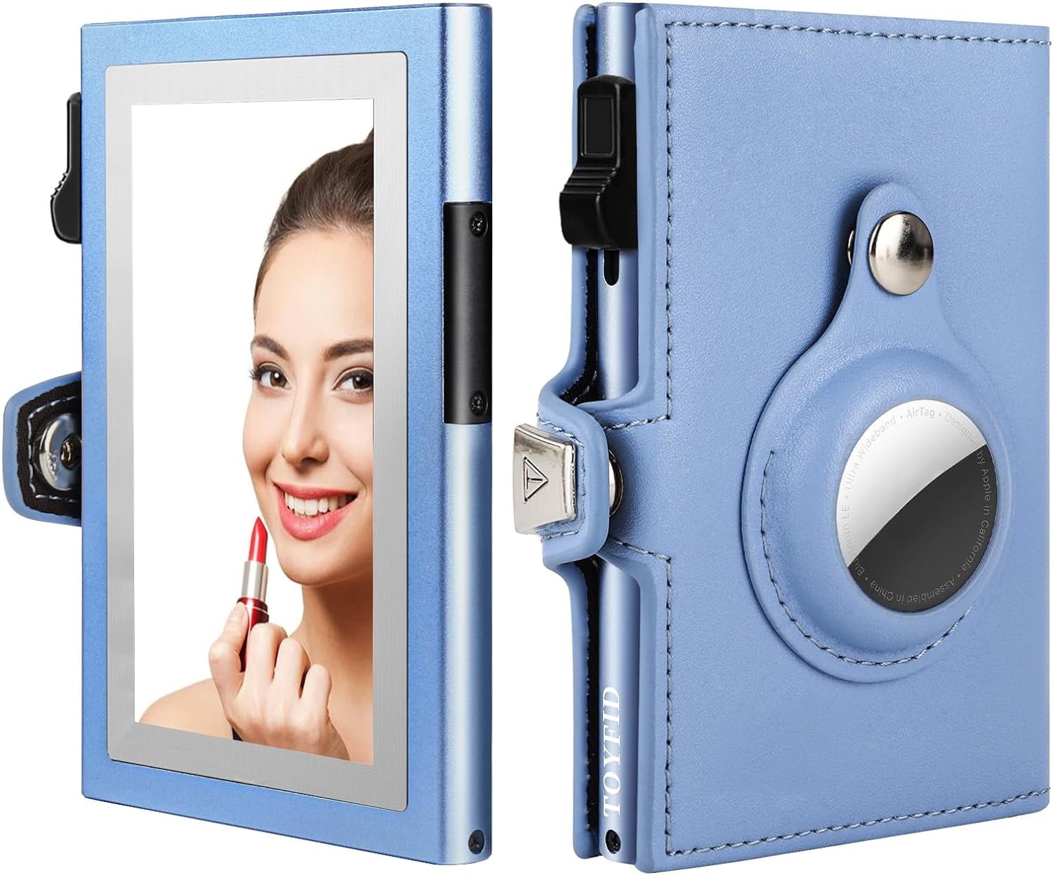 RFID Leather Wallet for Women with Mirror and AirTag Slot - Elegant Tri-Fold Design - Abbycart