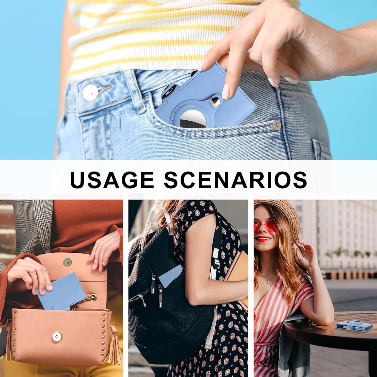 RFID Leather Wallet for Women with Mirror and AirTag Slot - Elegant Tri-Fold Design - Abbycart