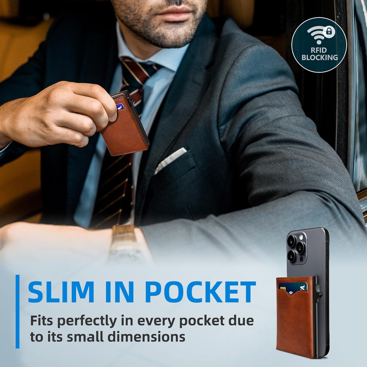 RFID Leather Wallet – Slim Pop - Up Men’s Wallet - Abbycart