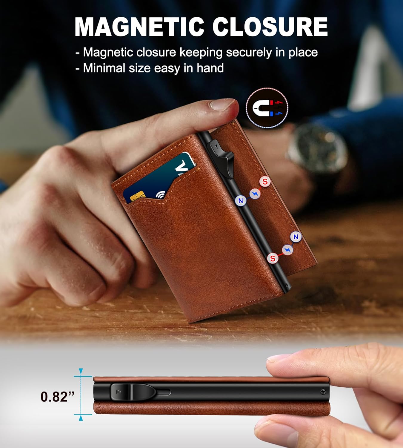 RFID Leather Wallet – Slim Pop - Up Men’s Wallet - Abbycart