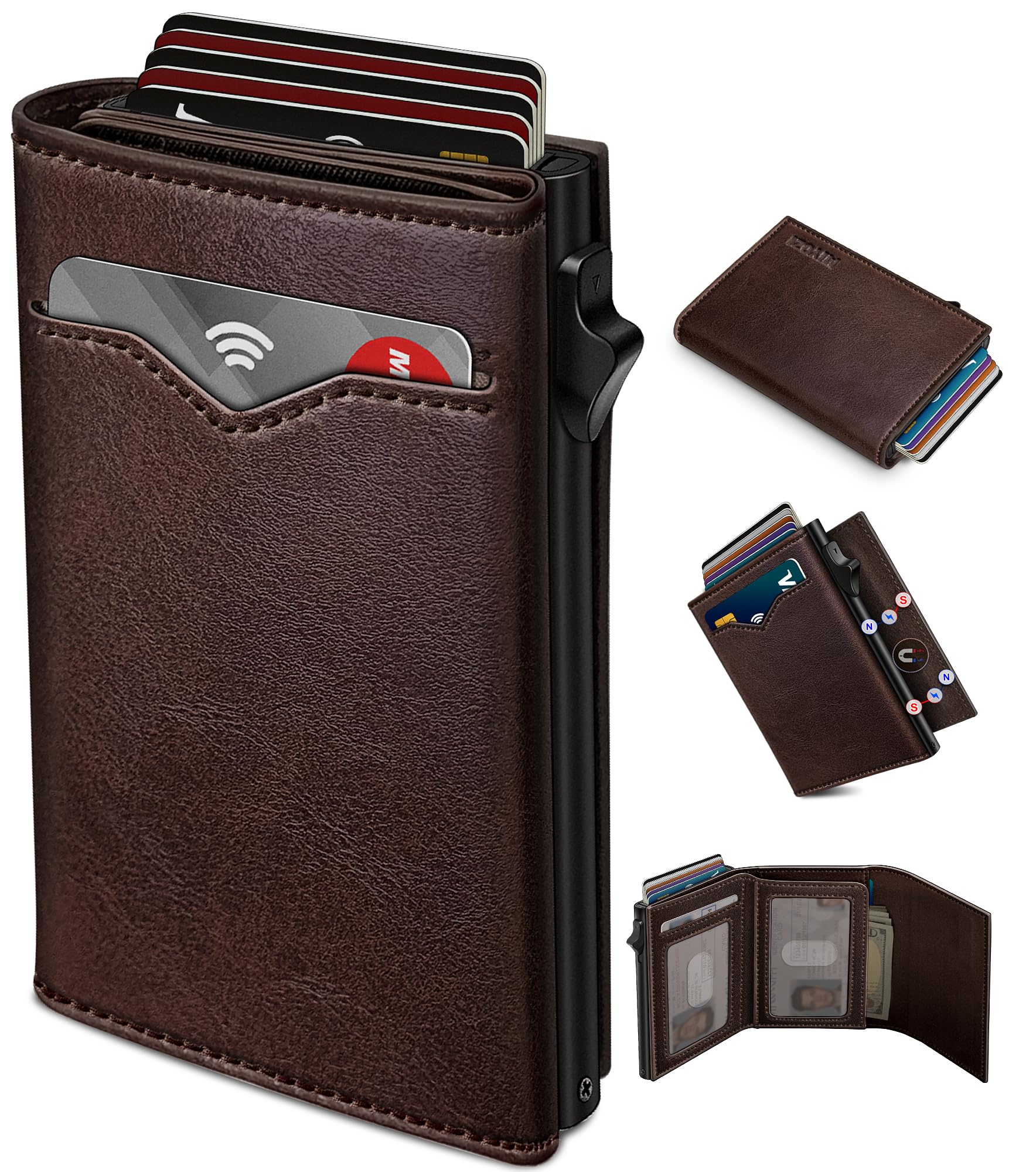 RFID Leather Wallet – Slim Pop - Up Men’s Wallet - Abbycart