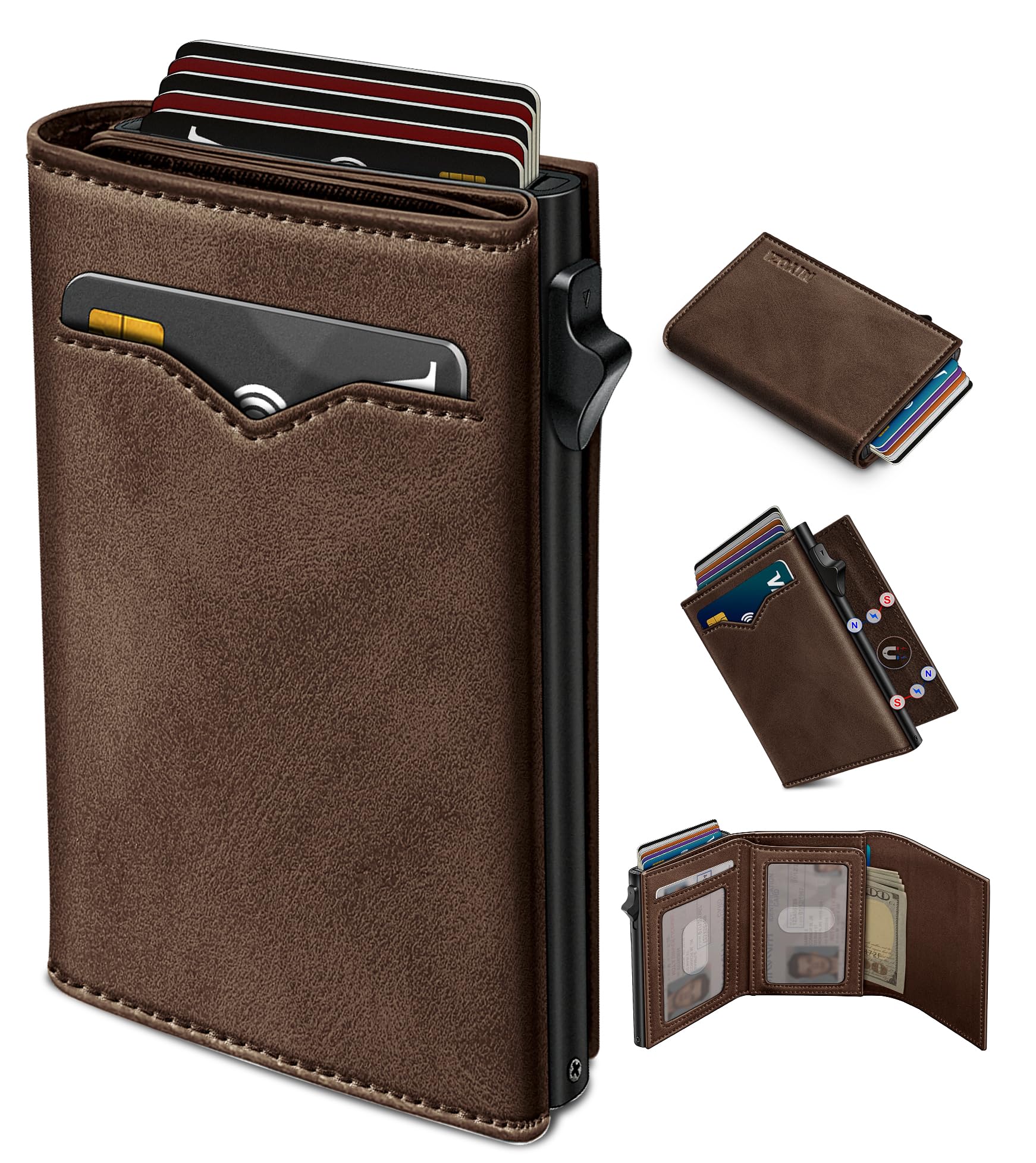 RFID Leather Wallet – Slim Pop - Up Men’s Wallet - Abbycart