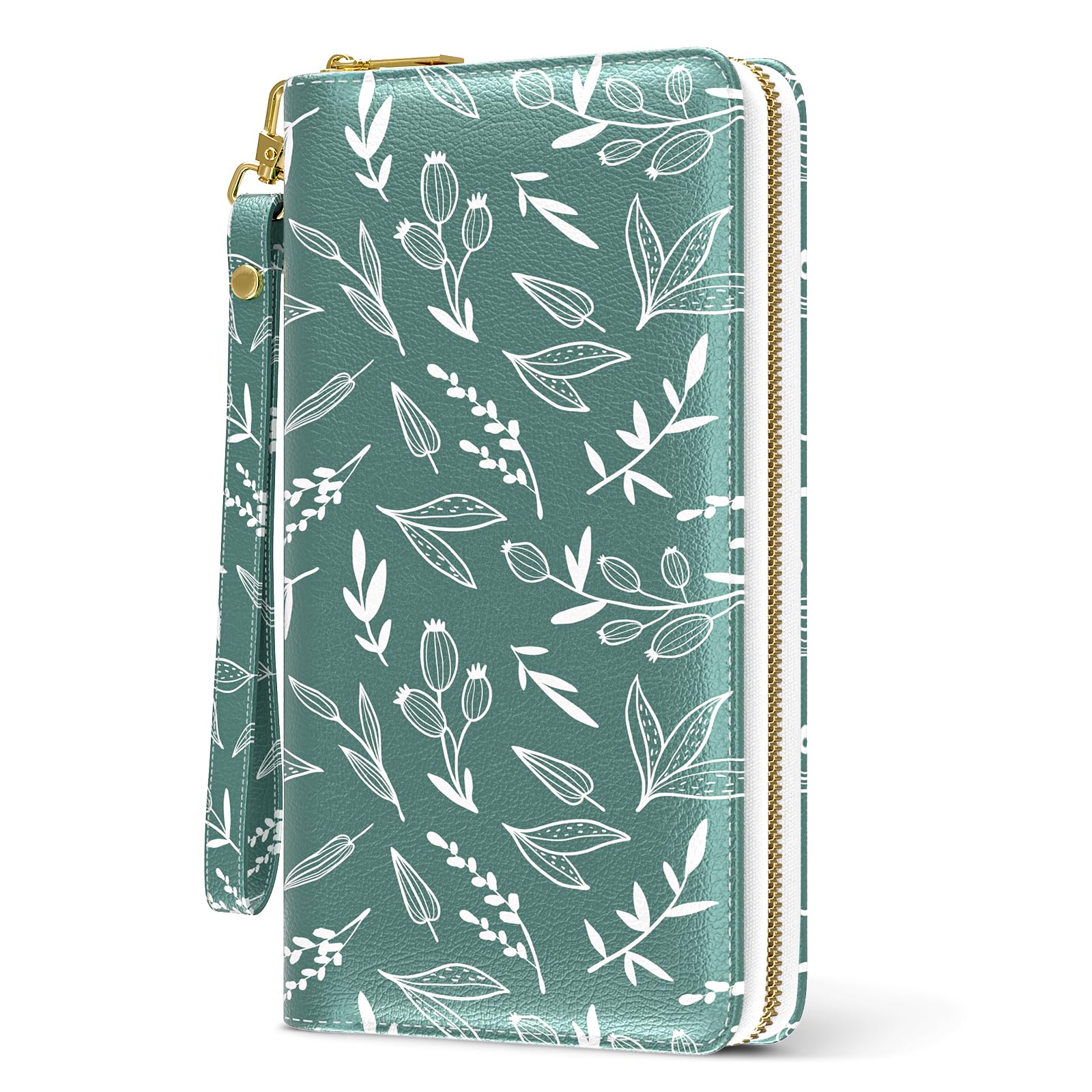 RFID Leather Wristlet Wallet for Women with Phone Holder & Zipper
