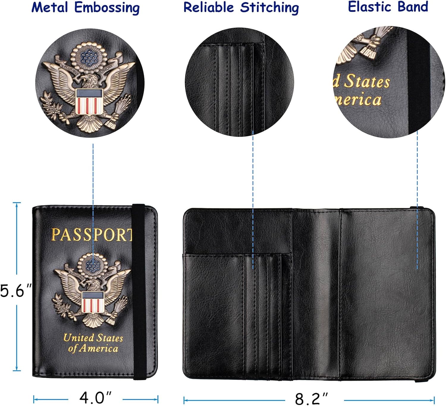 RFID Passport Holder Travel Wallet with Card Slots for Men Women