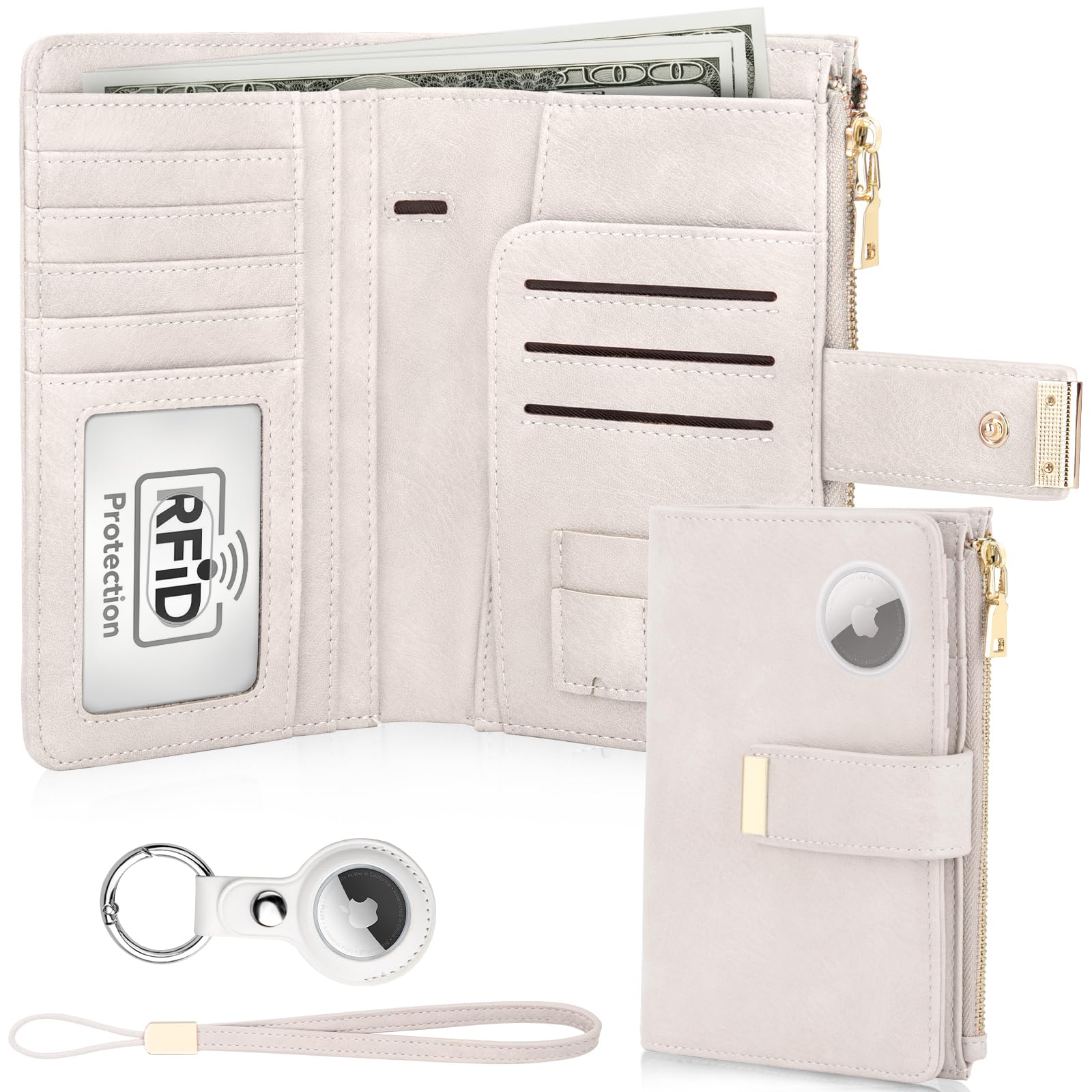 RFID Passport Holder with AirTag Slot – Leather Travel Wallet - Abbycart